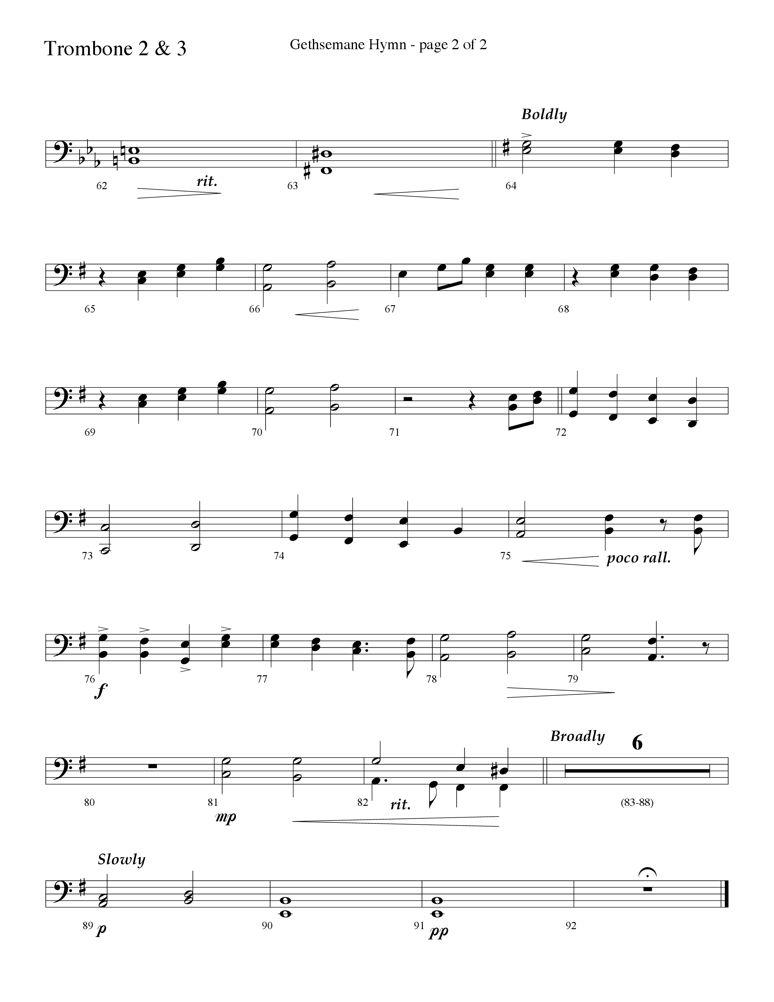 Gethsemane (To See The King Of Heaven Fall) (Choral Anthem SATB) Trombone 2 (Lifeway Choral / Arr. David Hamilton)