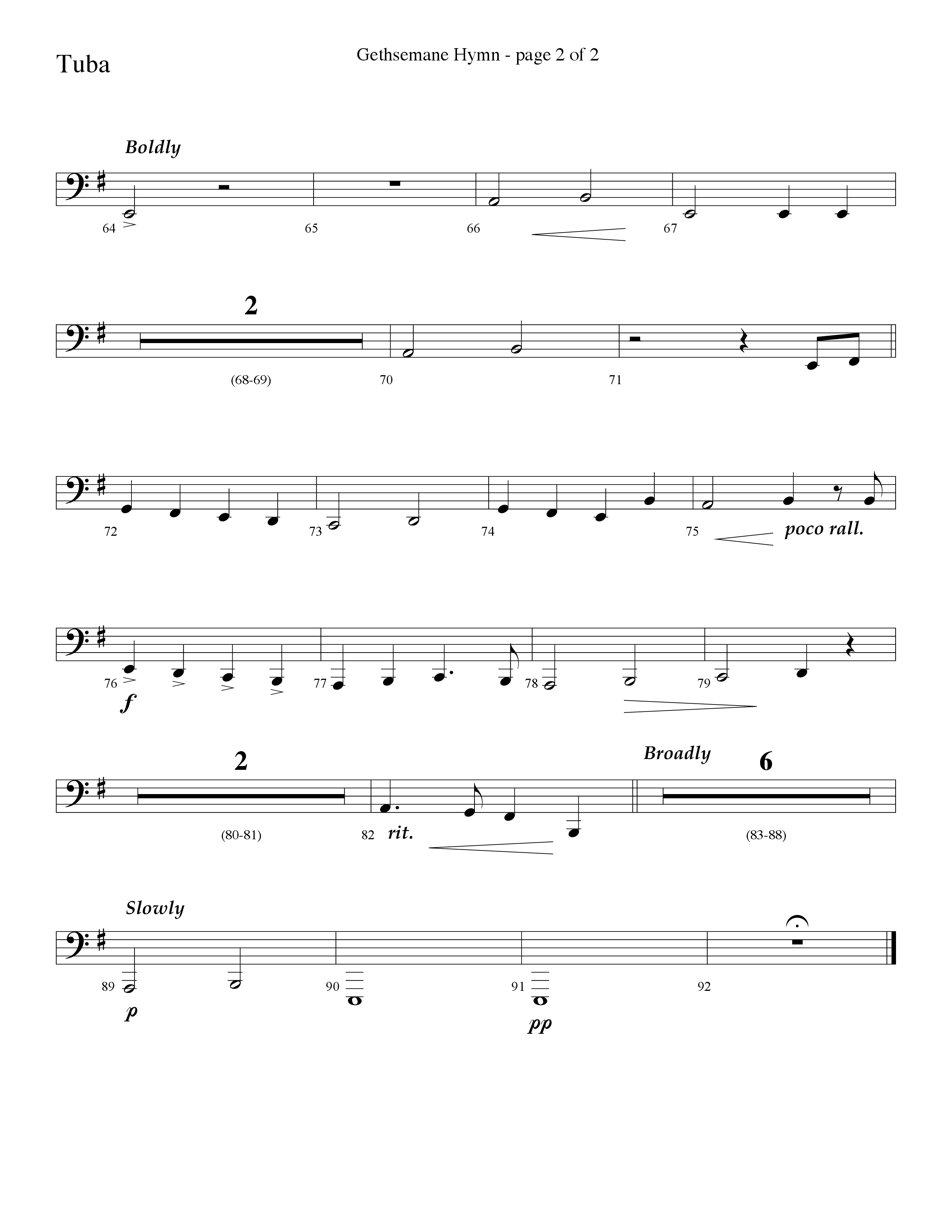 Gethsemane (To See The King Of Heaven Fall) (Choral Anthem SATB) Tuba (Lifeway Choral / Arr. David Hamilton)