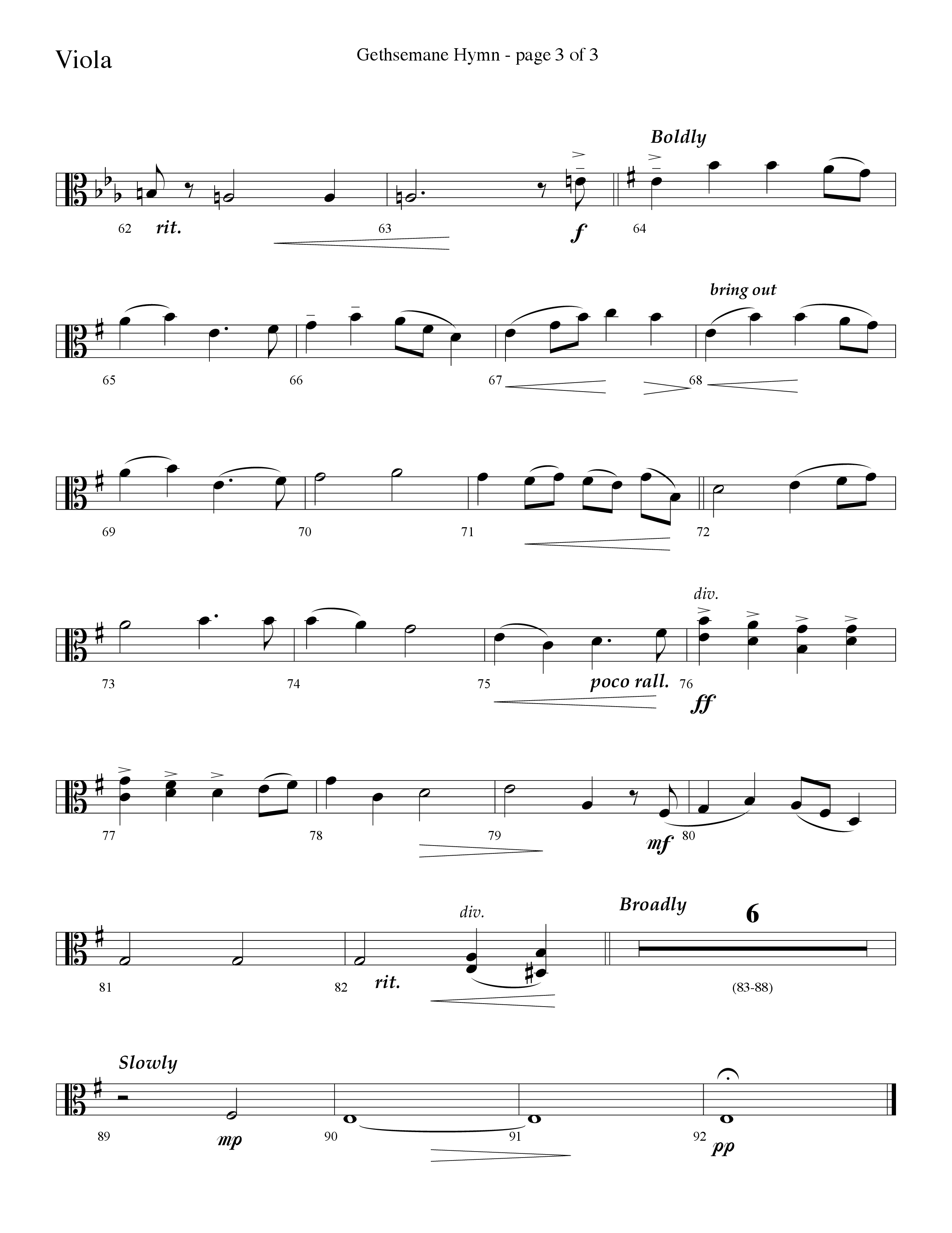 Gethsemane (To See The King Of Heaven Fall) (Choral Anthem SATB) Viola (Lifeway Choral / Arr. David Hamilton)