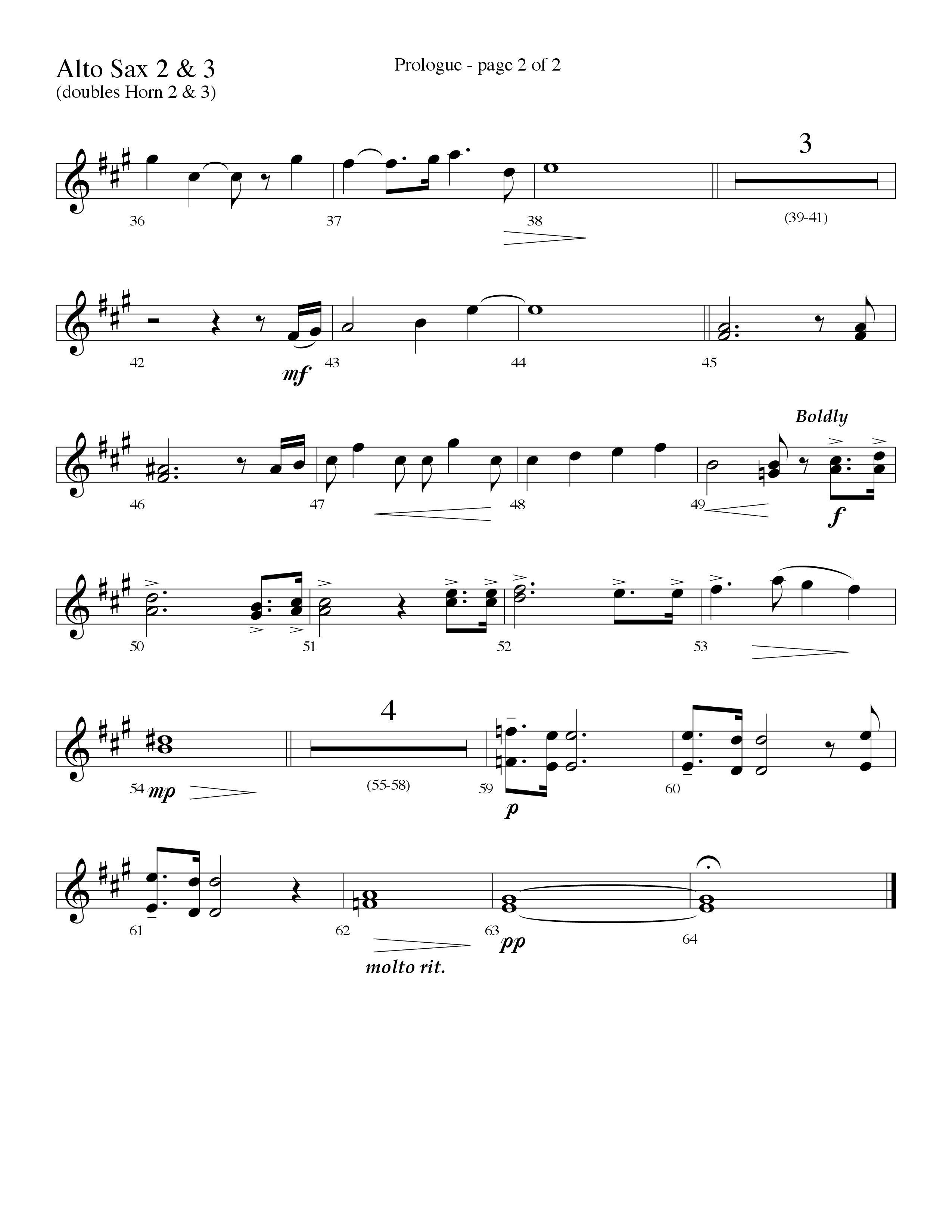 Prologue (Surely He Has Borne Our Griefs) (Instrumental) Alto Sax 2 (Lifeway Choral / Arr. David Hamilton)