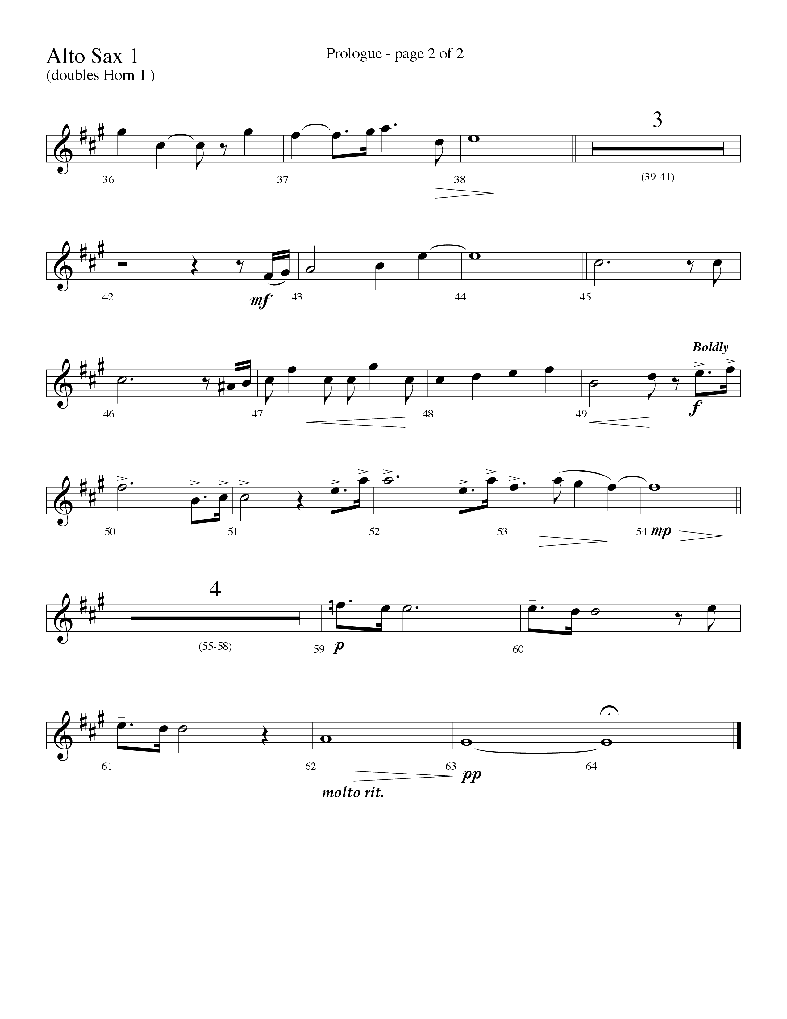 Prologue (Surely He Has Borne Our Griefs) (Instrumental) Alto Sax (Lifeway Choral / Arr. David Hamilton)