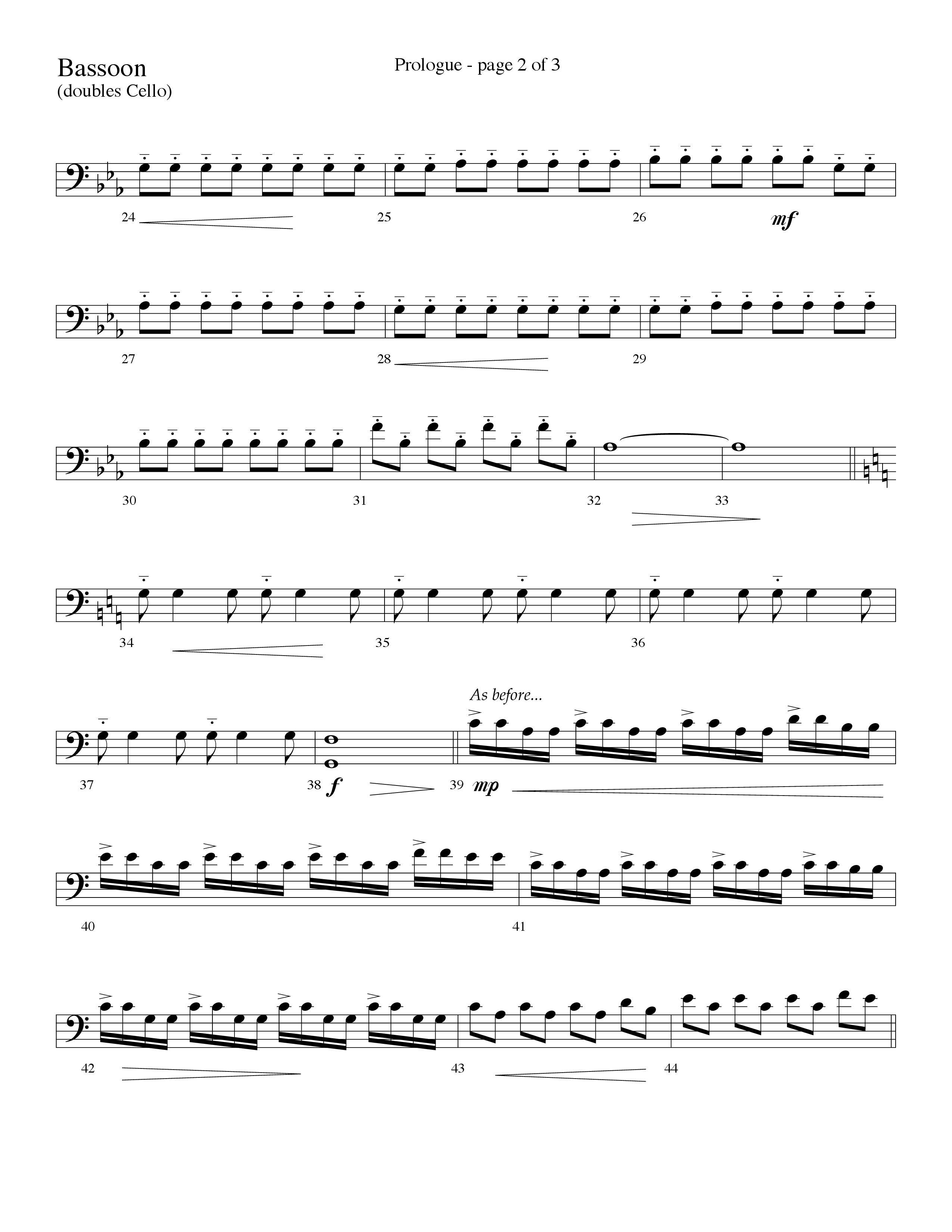 Prologue (Surely He Has Borne Our Griefs) (Instrumental) Bassoon (Lifeway Choral / Arr. David Hamilton)