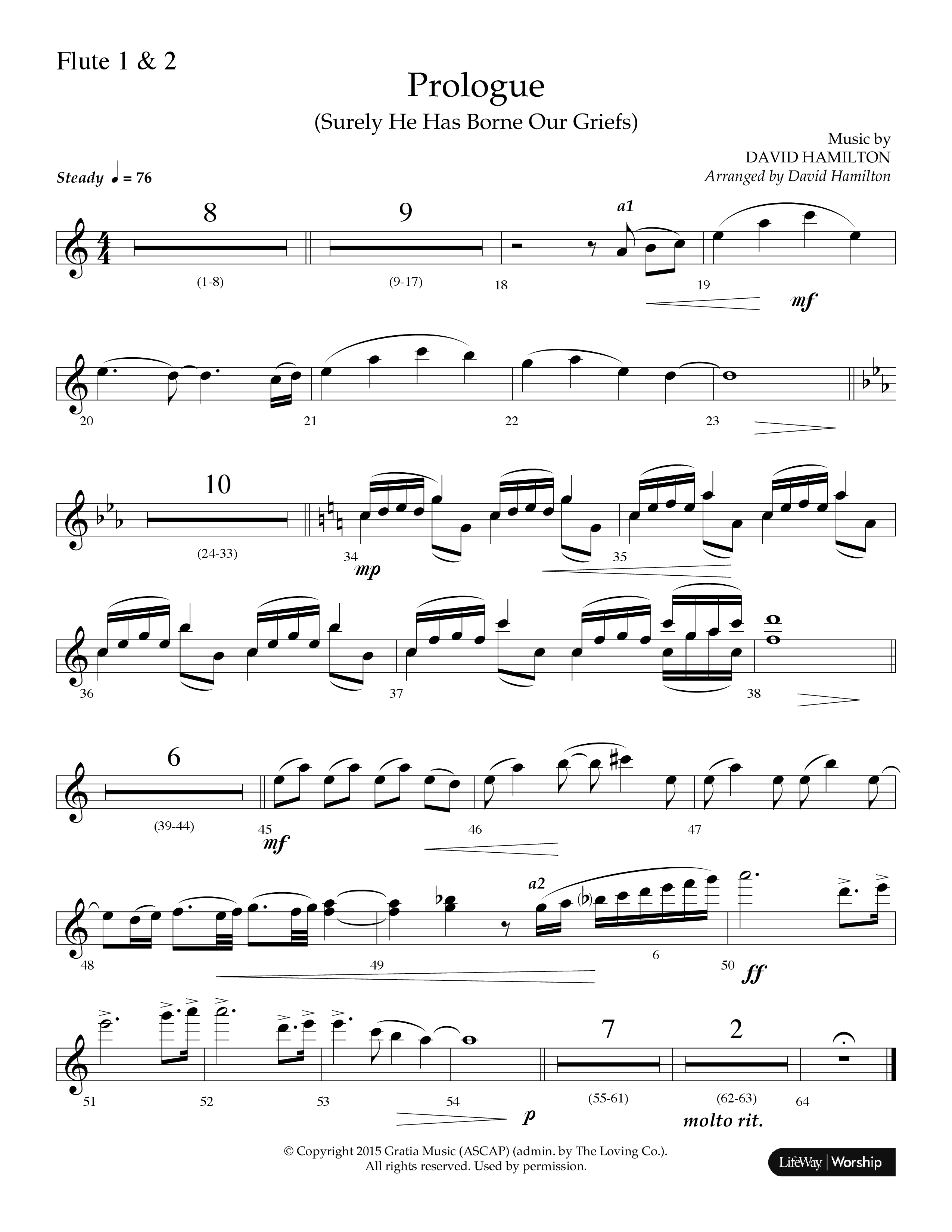 Prologue (Surely He Has Borne Our Griefs) (Instrumental) Flute 1/2/3 (Lifeway Choral / Arr. David Hamilton)