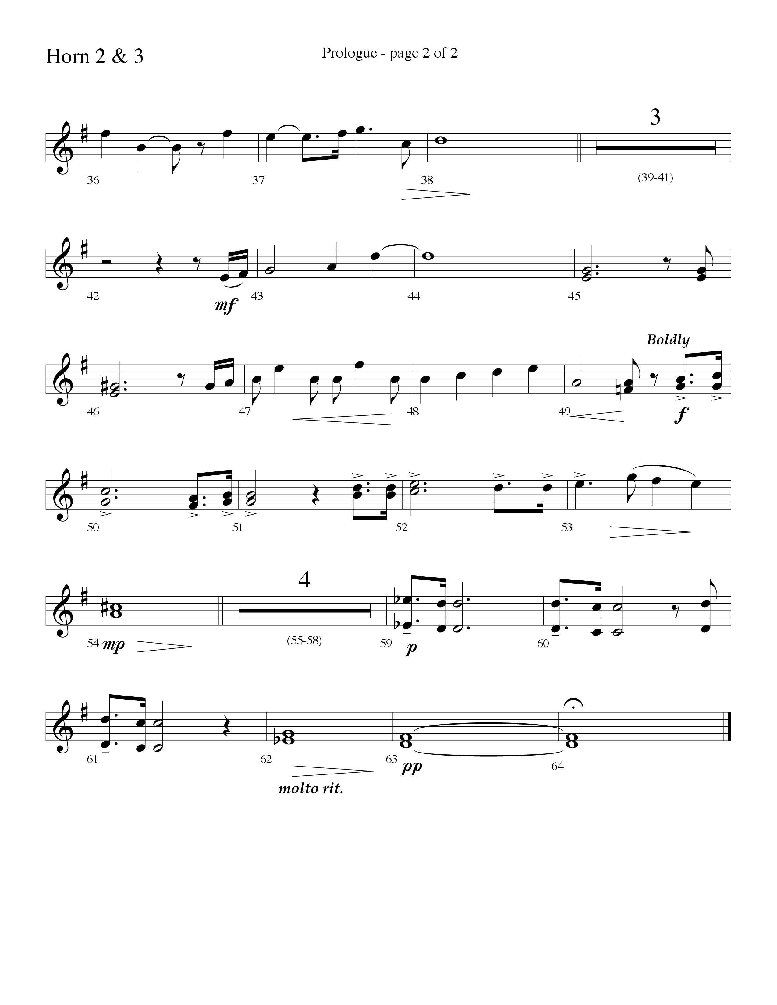 Prologue (Surely He Has Borne Our Griefs) (Instrumental) French Horn 2 (Lifeway Choral / Arr. David Hamilton)