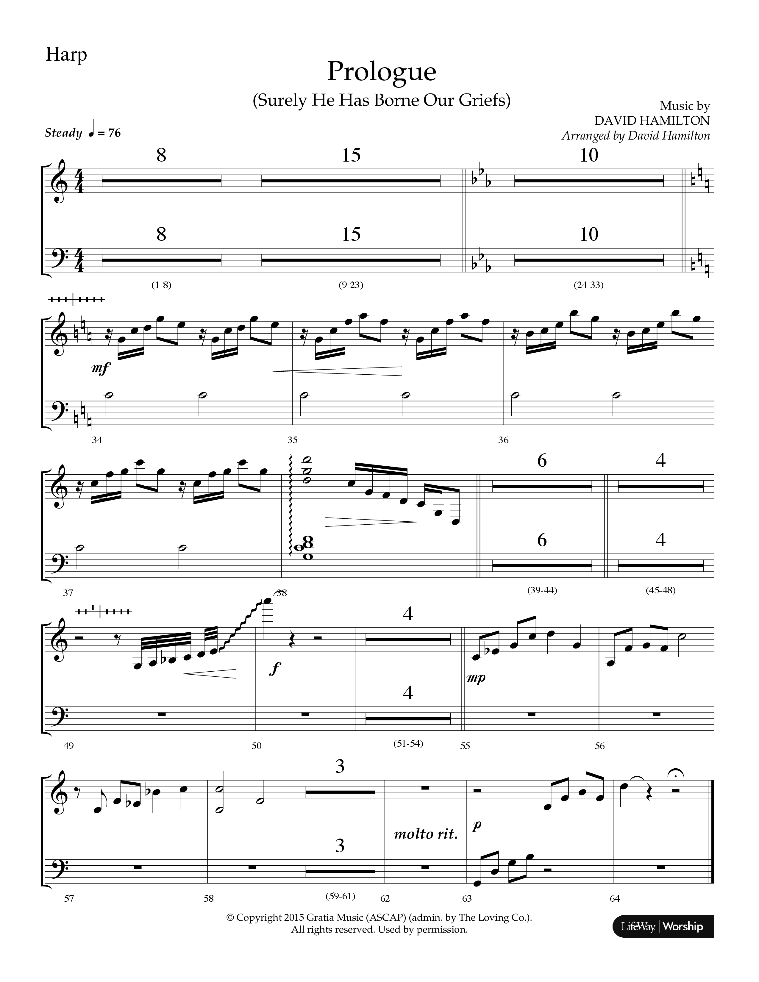 Prologue (Surely He Has Borne Our Griefs) (Instrumental) Harp (Lifeway Choral / Arr. David Hamilton)