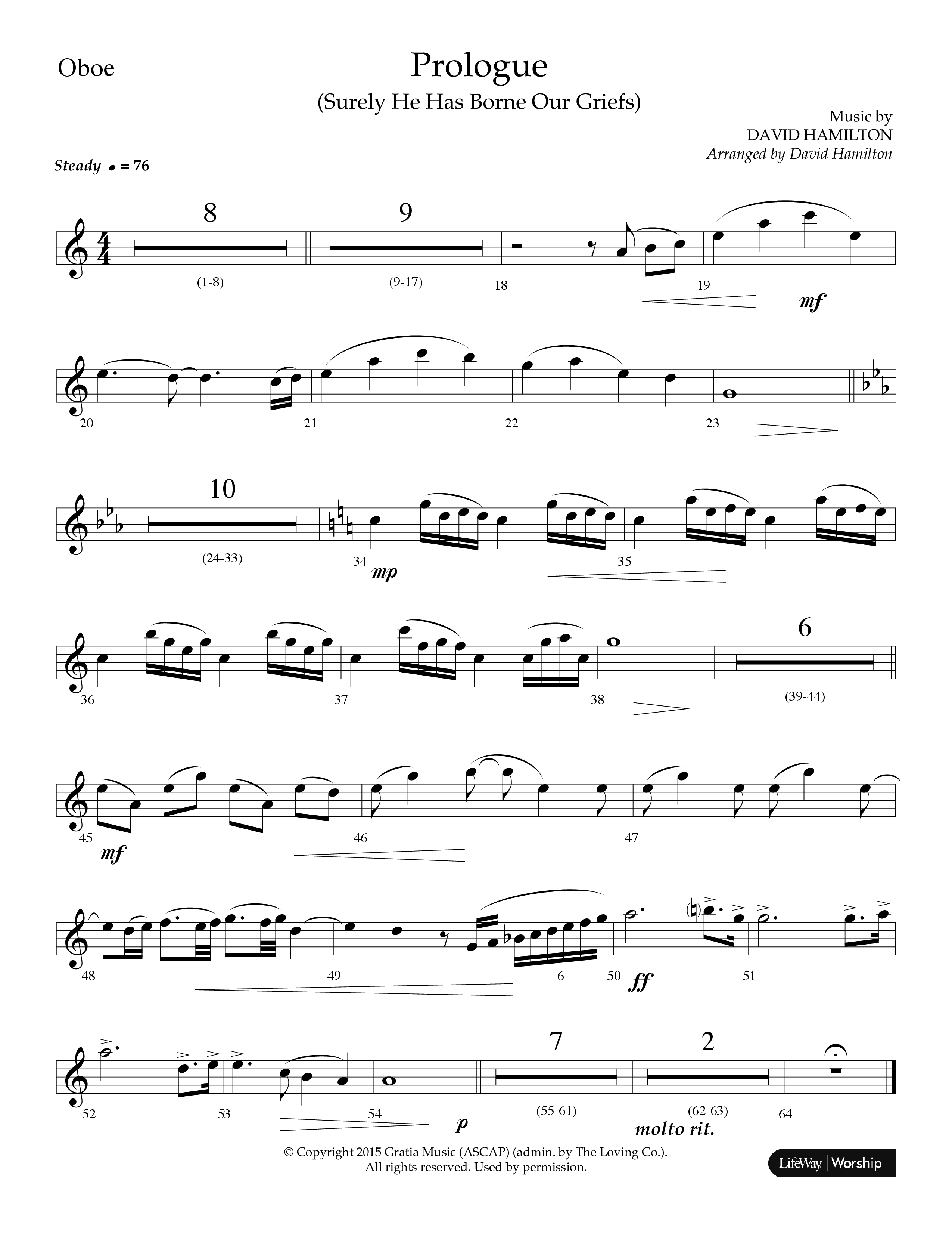 Prologue (Surely He Has Borne Our Griefs) (Instrumental) Oboe (Lifeway Choral / Arr. David Hamilton)