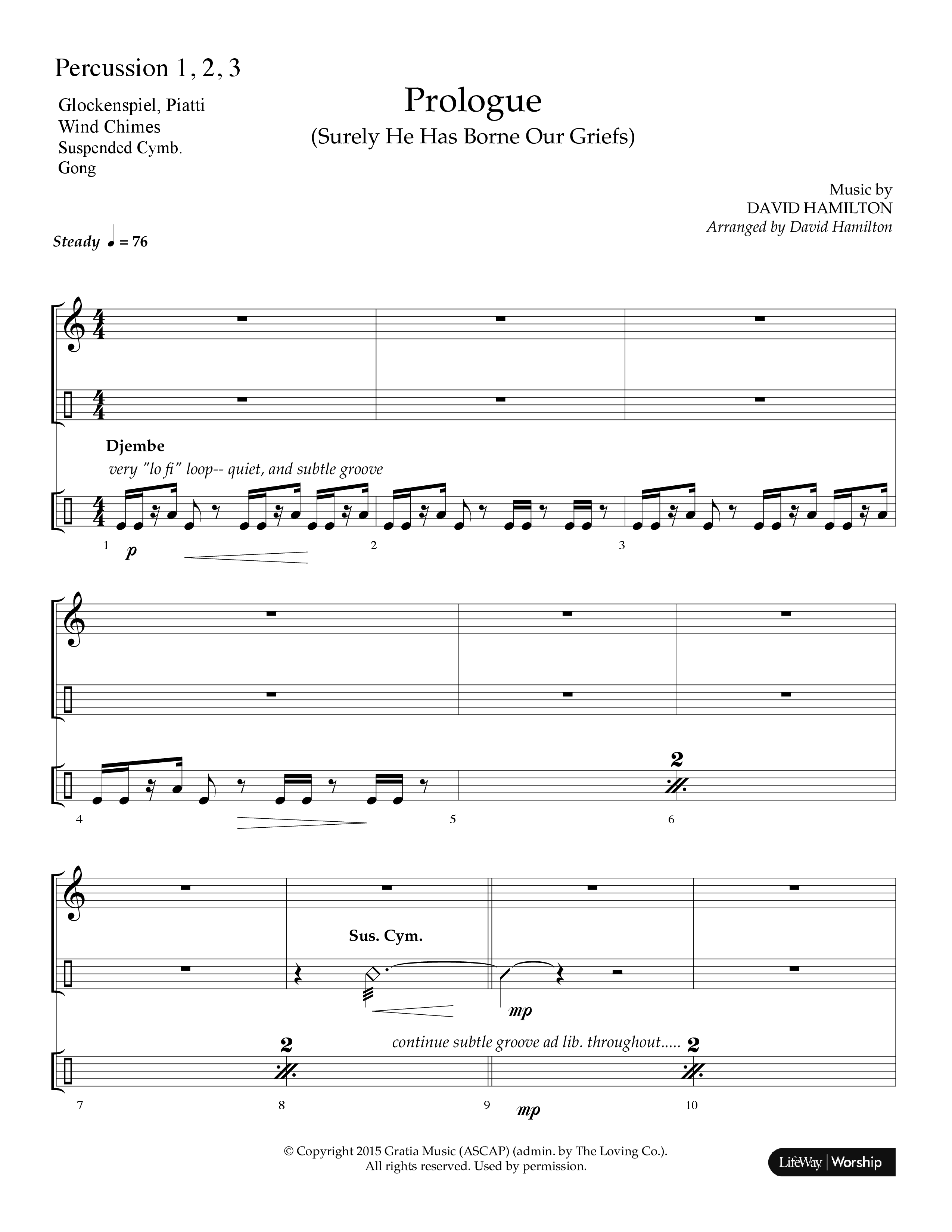 Prologue (Surely He Has Borne Our Griefs) (Instrumental) Percussion 1/2 (Lifeway Choral / Arr. David Hamilton)