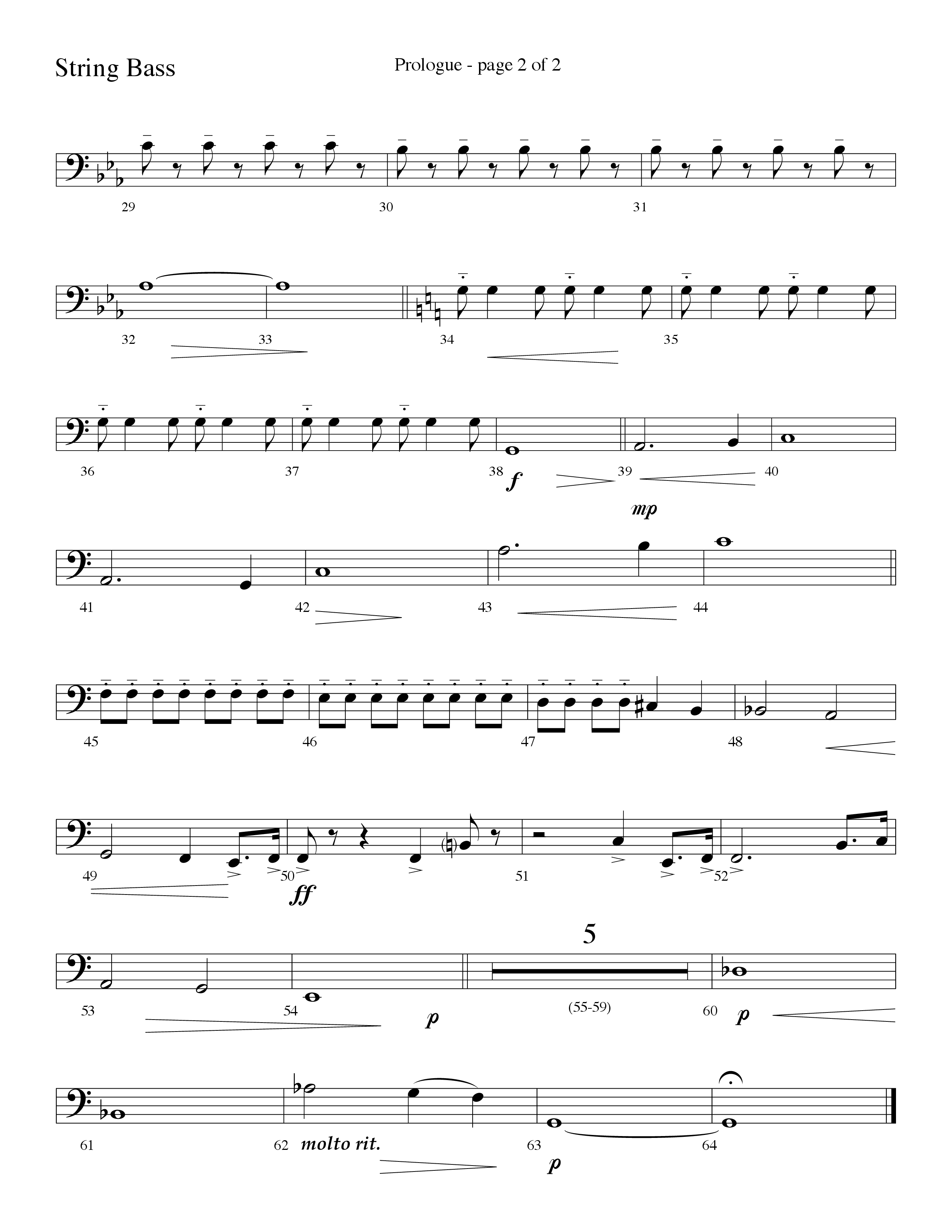 Prologue (Surely He Has Borne Our Griefs) (Instrumental) String Bass (Lifeway Choral / Arr. David Hamilton)