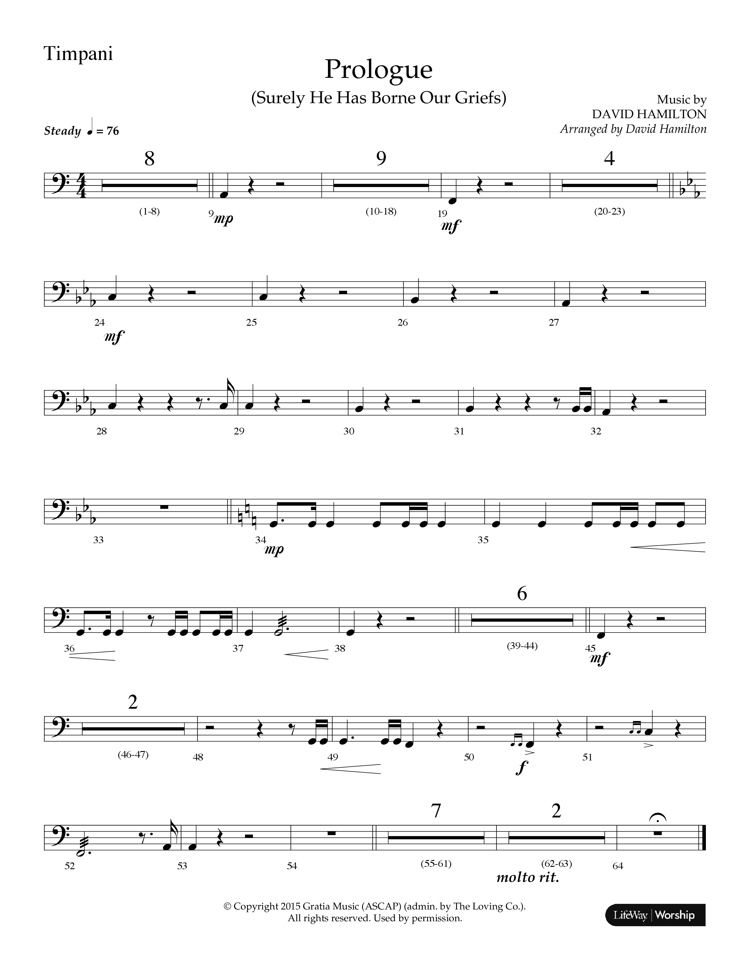 Prologue (Surely He Has Borne Our Griefs) (Instrumental) Timpani (Lifeway Choral / Arr. David Hamilton)