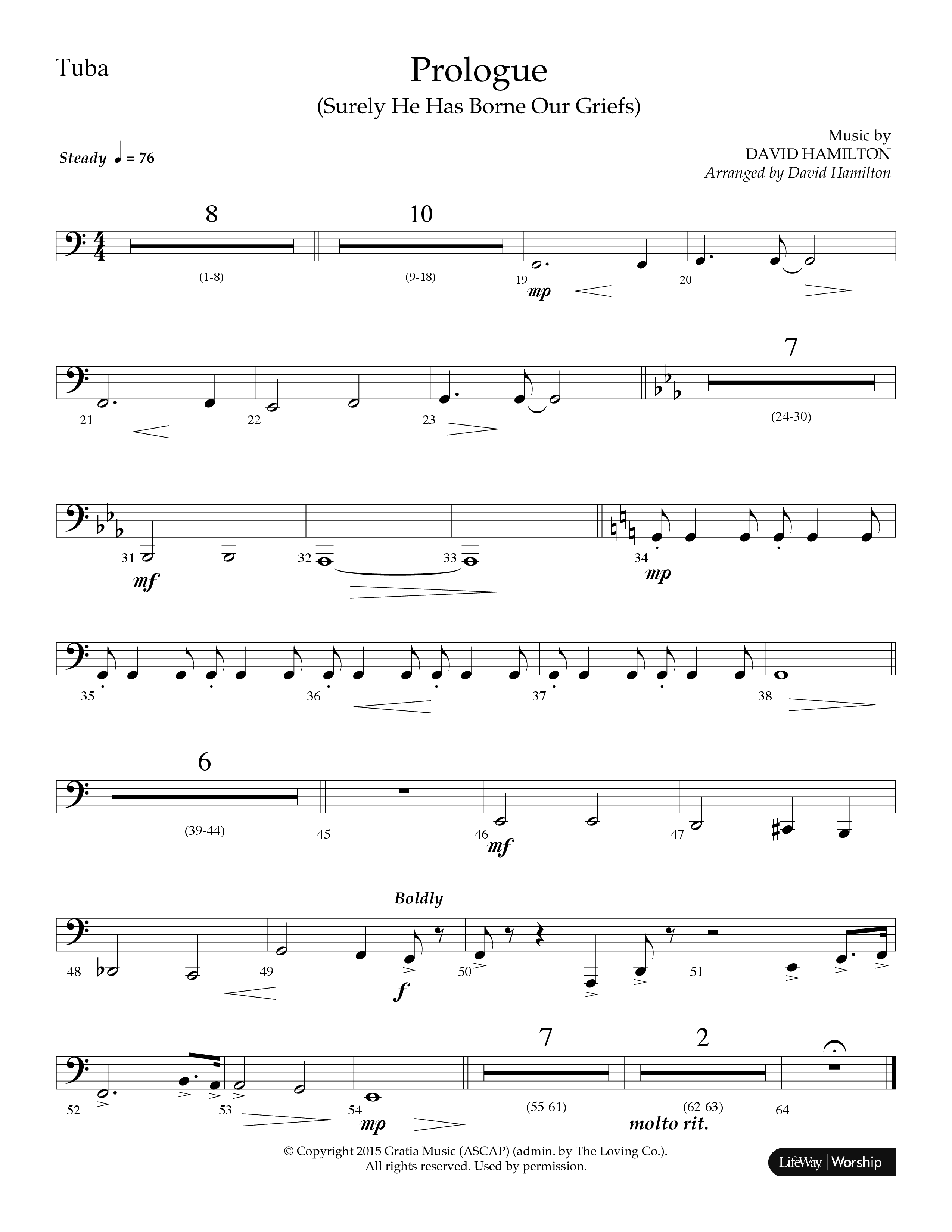 Prologue (Surely He Has Borne Our Griefs) (Instrumental) Tuba (Lifeway Choral / Arr. David Hamilton)