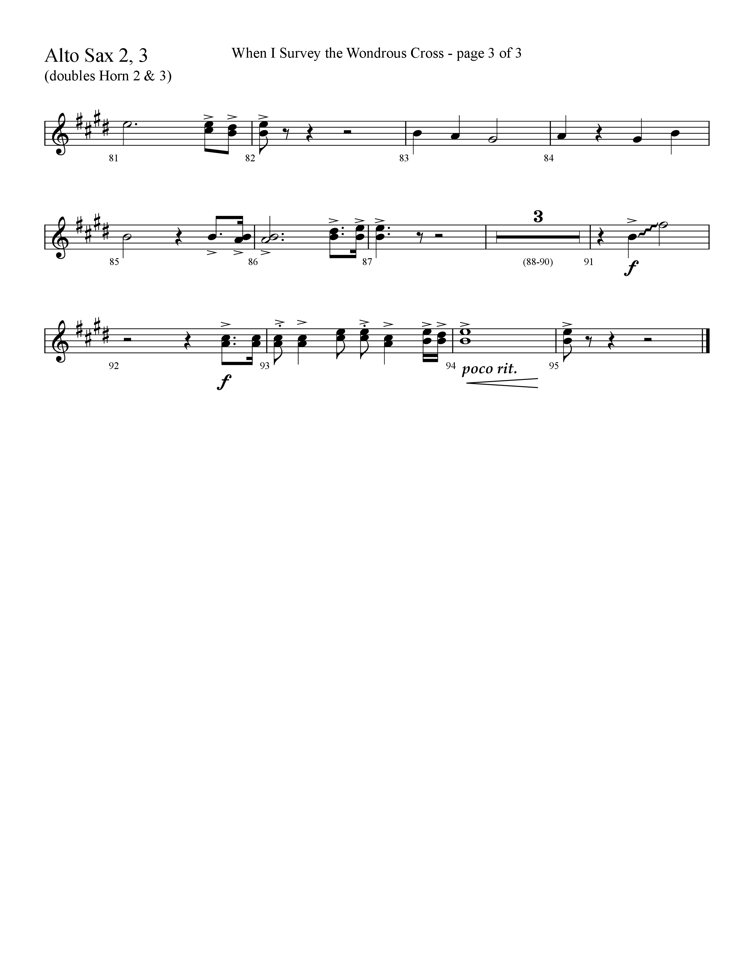 When I Survey The Wondrous Cross (Choral Anthem SATB) Alto Sax 2 (Lifeway Choral / Arr. David Hamilton)