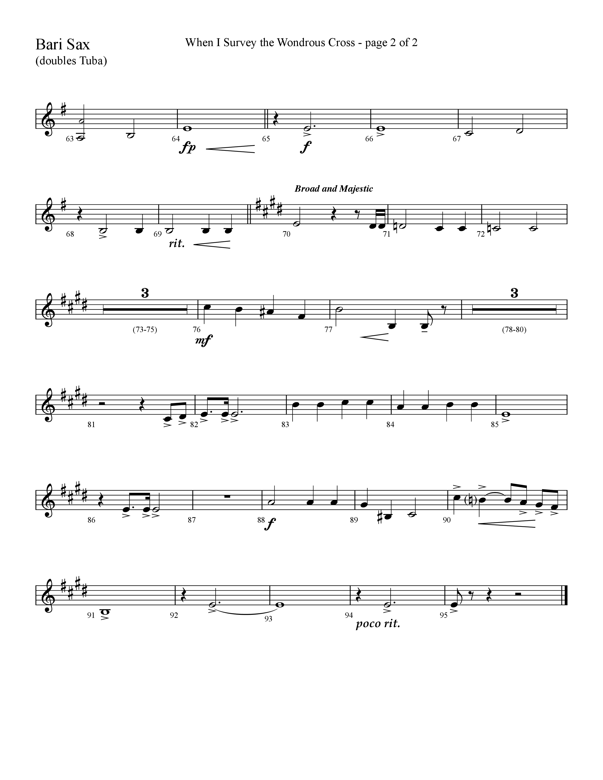 When I Survey The Wondrous Cross (Choral Anthem SATB) Bari Sax (Lifeway Choral / Arr. David Hamilton)