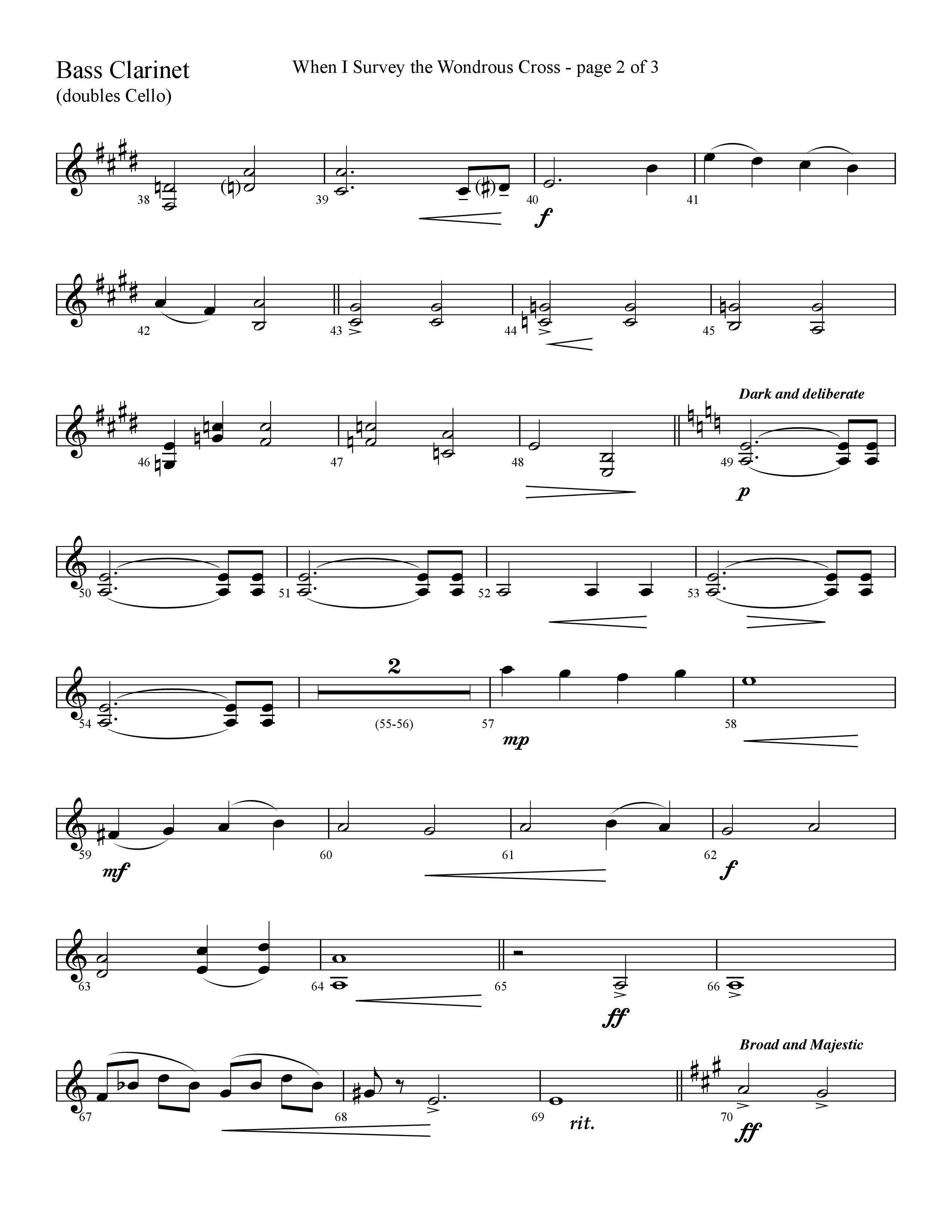 When I Survey The Wondrous Cross (Choral Anthem SATB) Bass Clarinet (Lifeway Choral / Arr. David Hamilton)