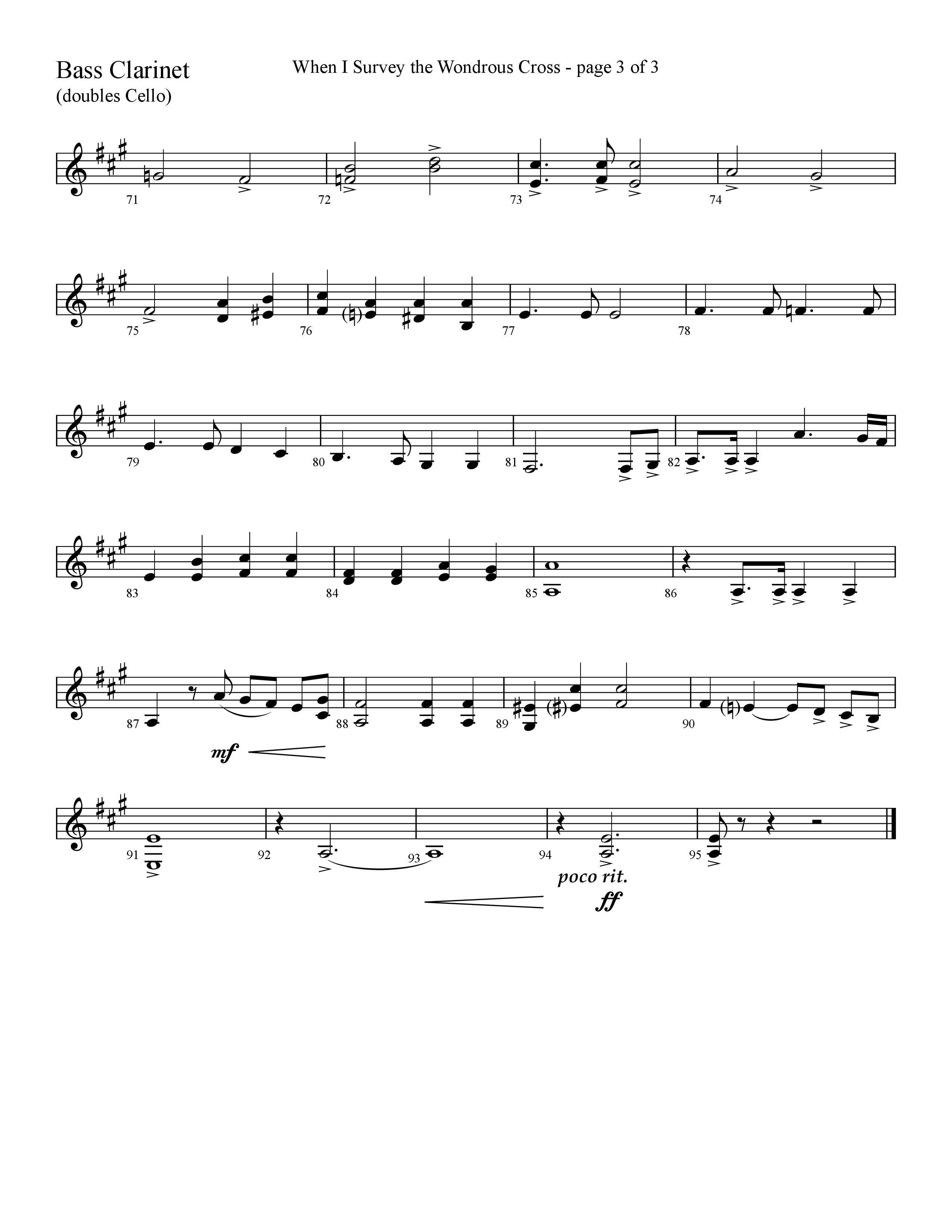 When I Survey The Wondrous Cross (Choral Anthem SATB) Bass Clarinet (Lifeway Choral / Arr. David Hamilton)