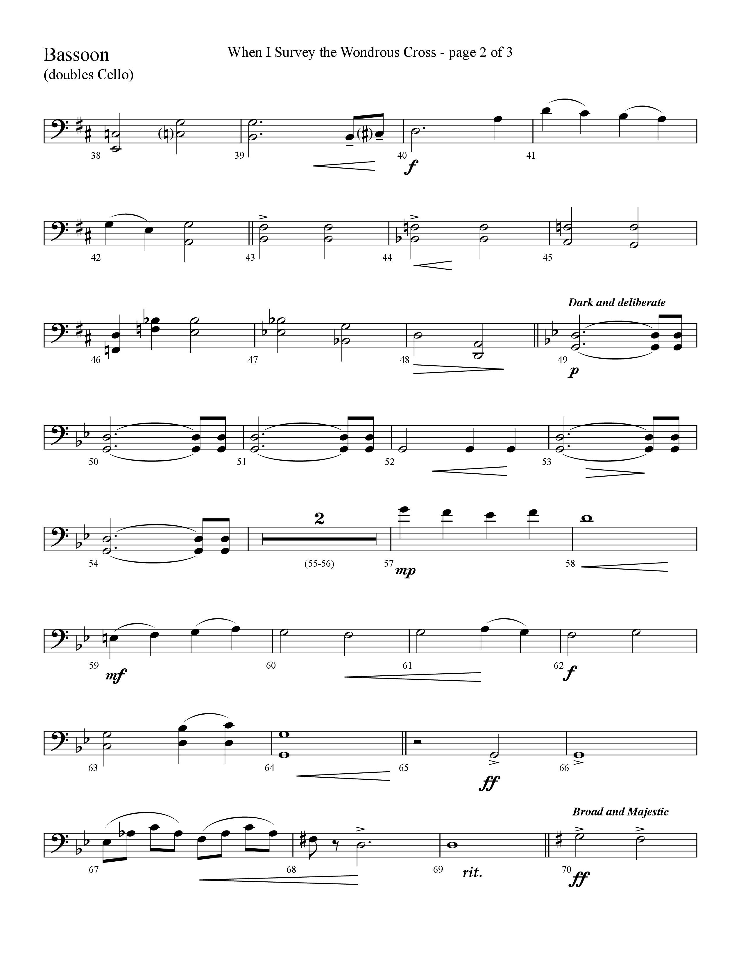 When I Survey The Wondrous Cross (Choral Anthem SATB) Bassoon (Lifeway Choral / Arr. David Hamilton)