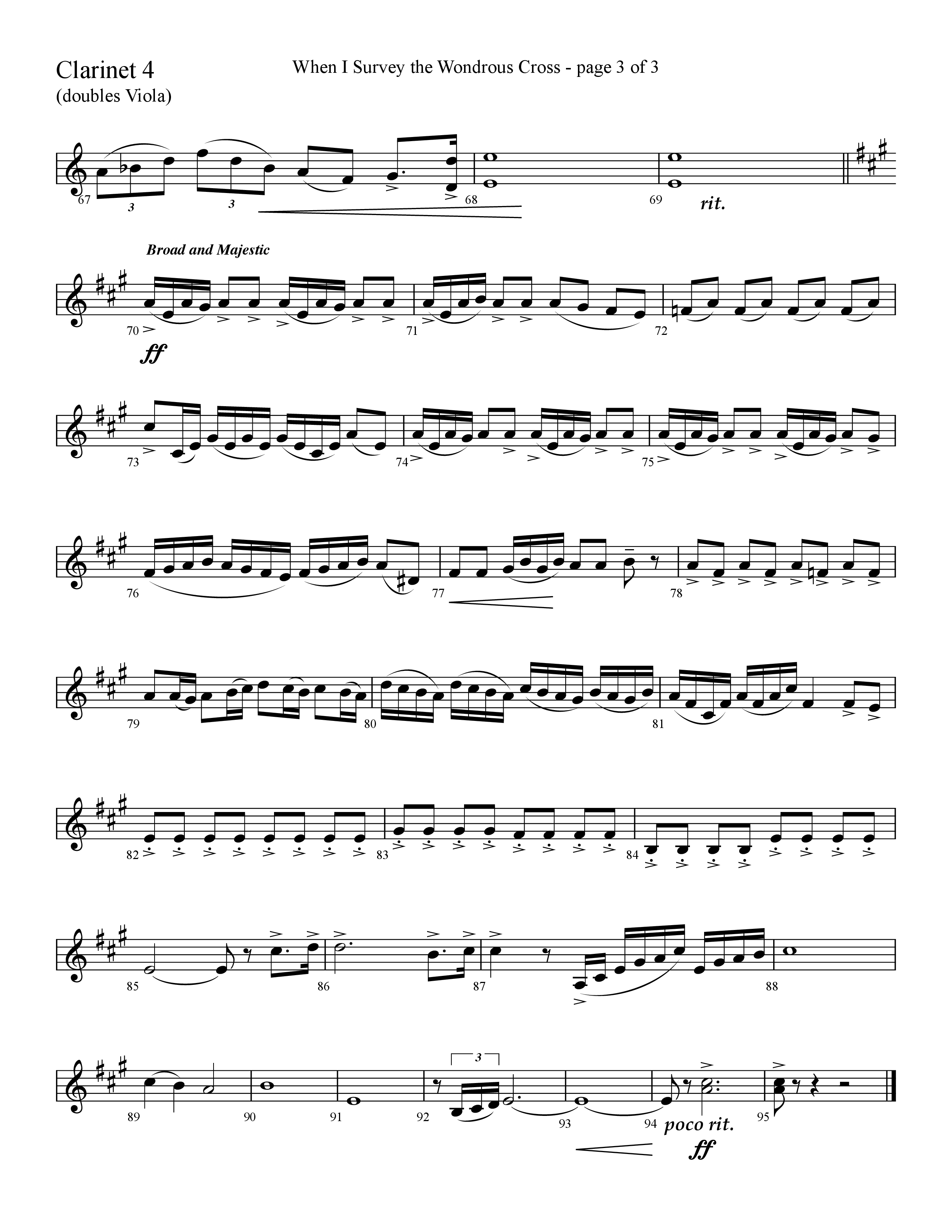 When I Survey The Wondrous Cross (Choral Anthem SATB) Clarinet (Lifeway Choral / Arr. David Hamilton)