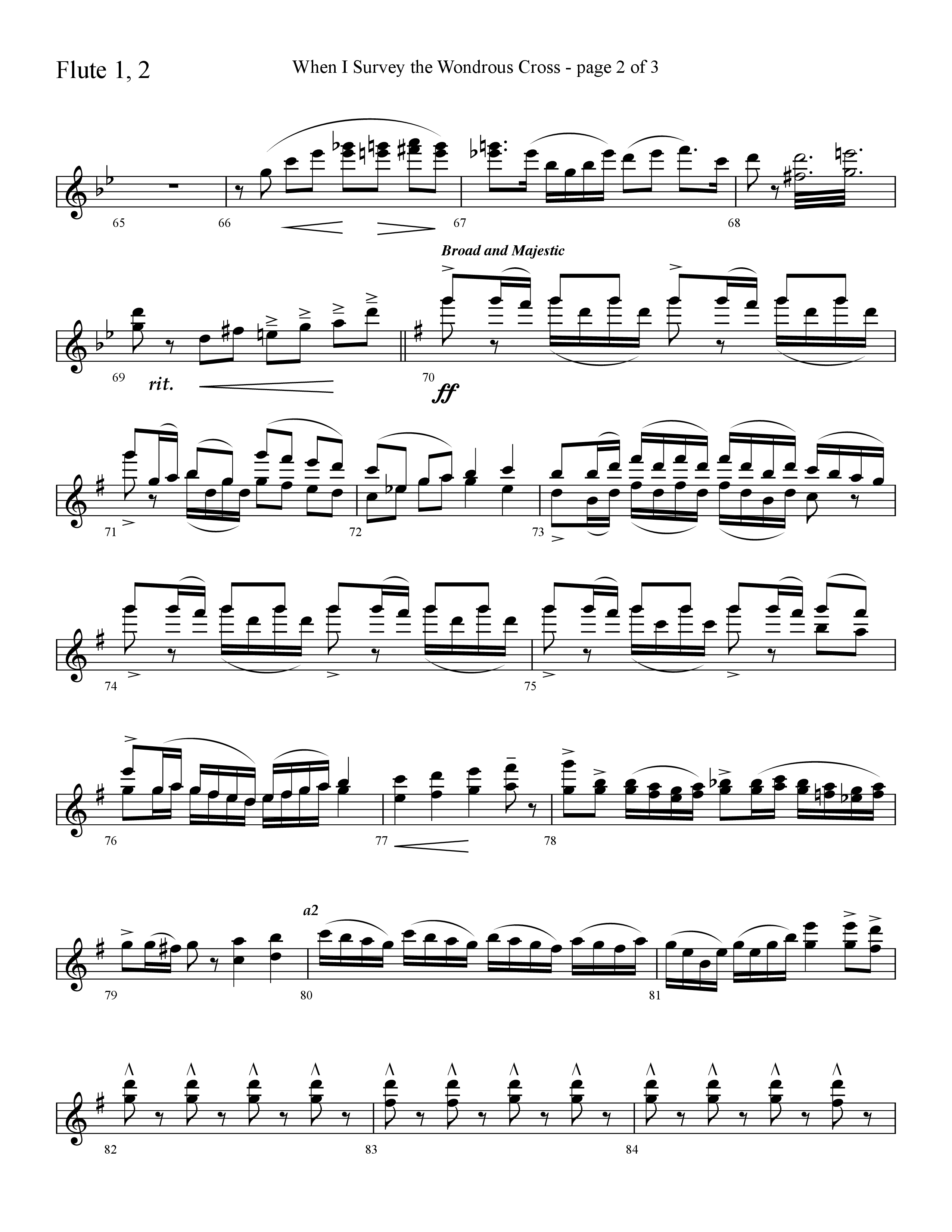 When I Survey The Wondrous Cross (Choral Anthem SATB) Flute 1/2 (Lifeway Choral / Arr. David Hamilton)