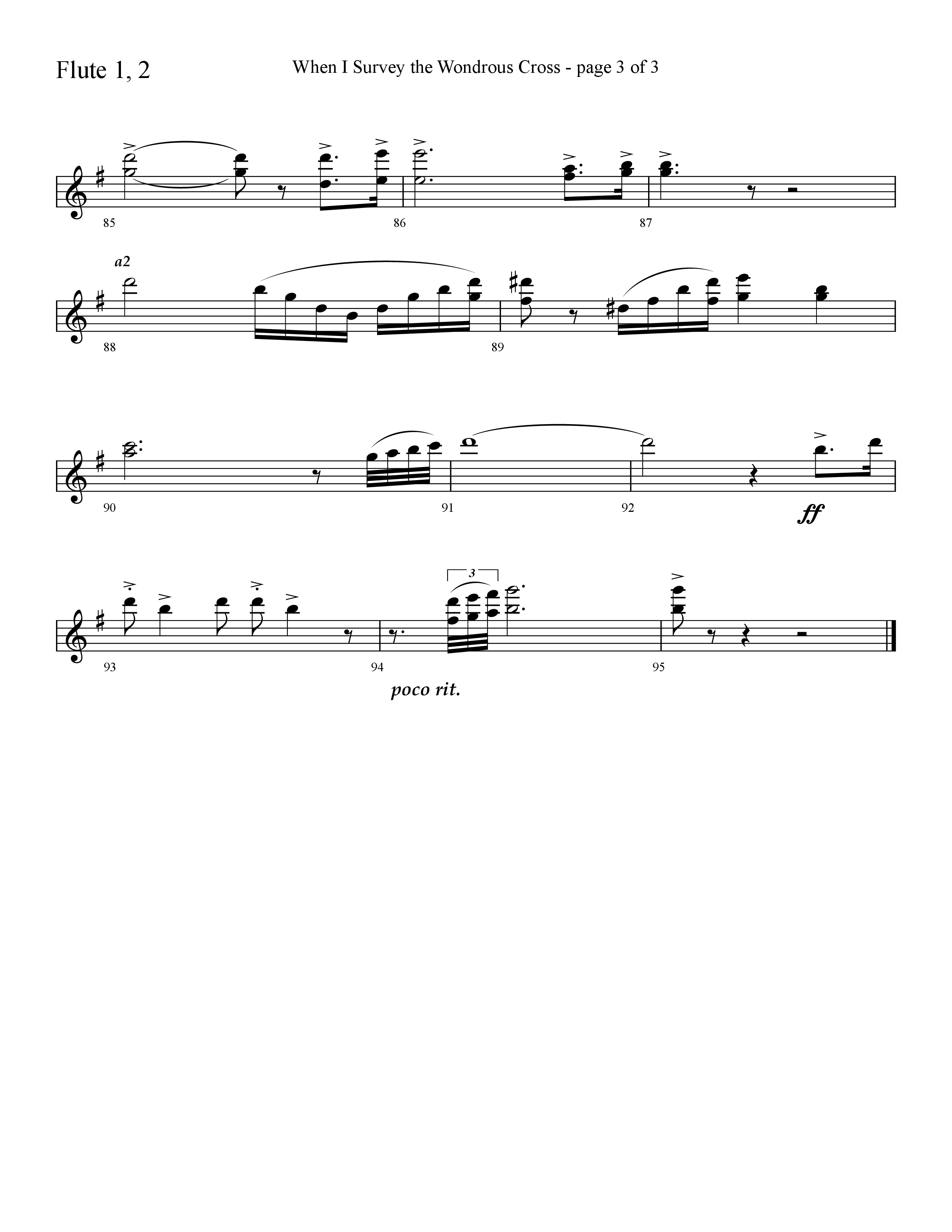 When I Survey The Wondrous Cross (Choral Anthem SATB) Flute 1/2 (Lifeway Choral / Arr. David Hamilton)