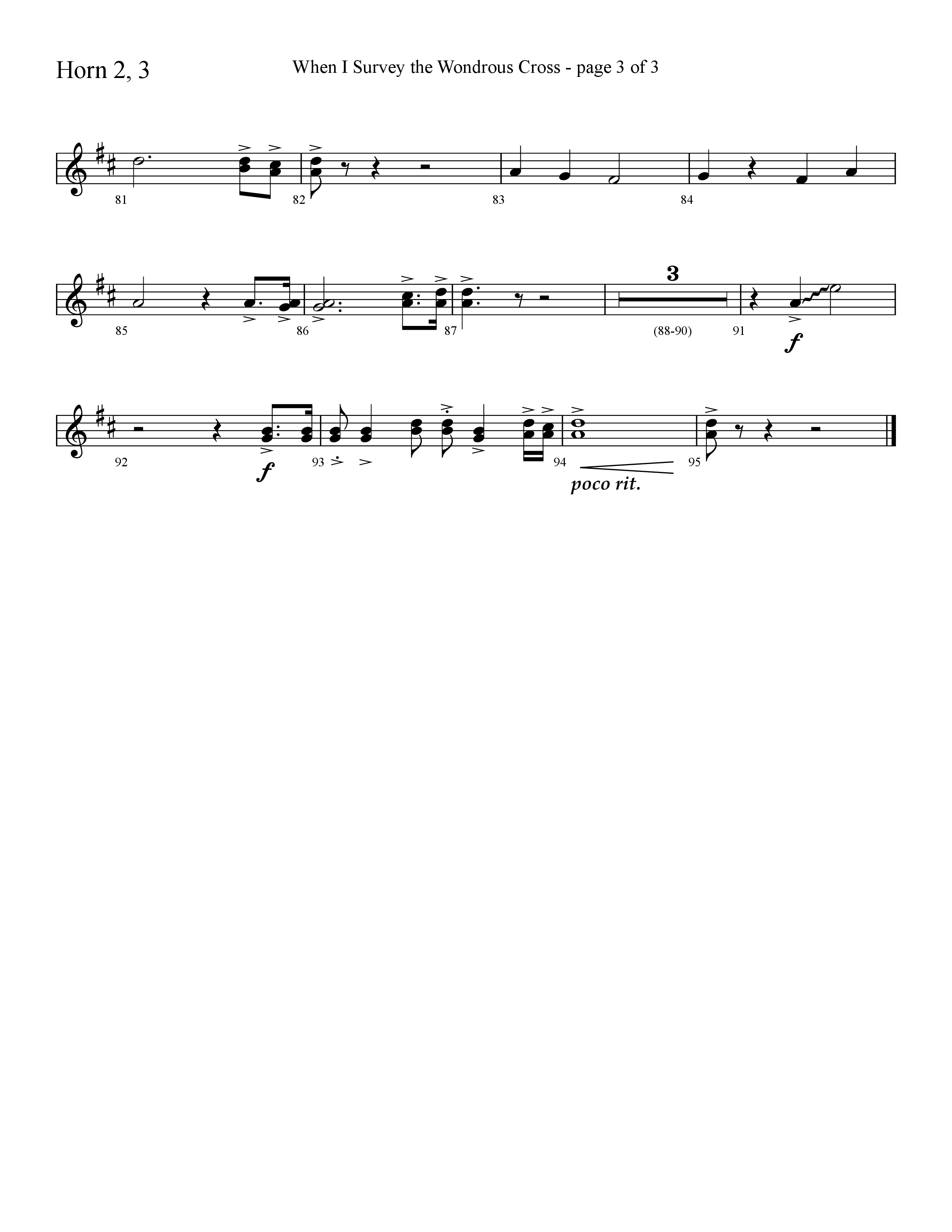 When I Survey The Wondrous Cross (Choral Anthem SATB) French Horn 2 (Lifeway Choral / Arr. David Hamilton)