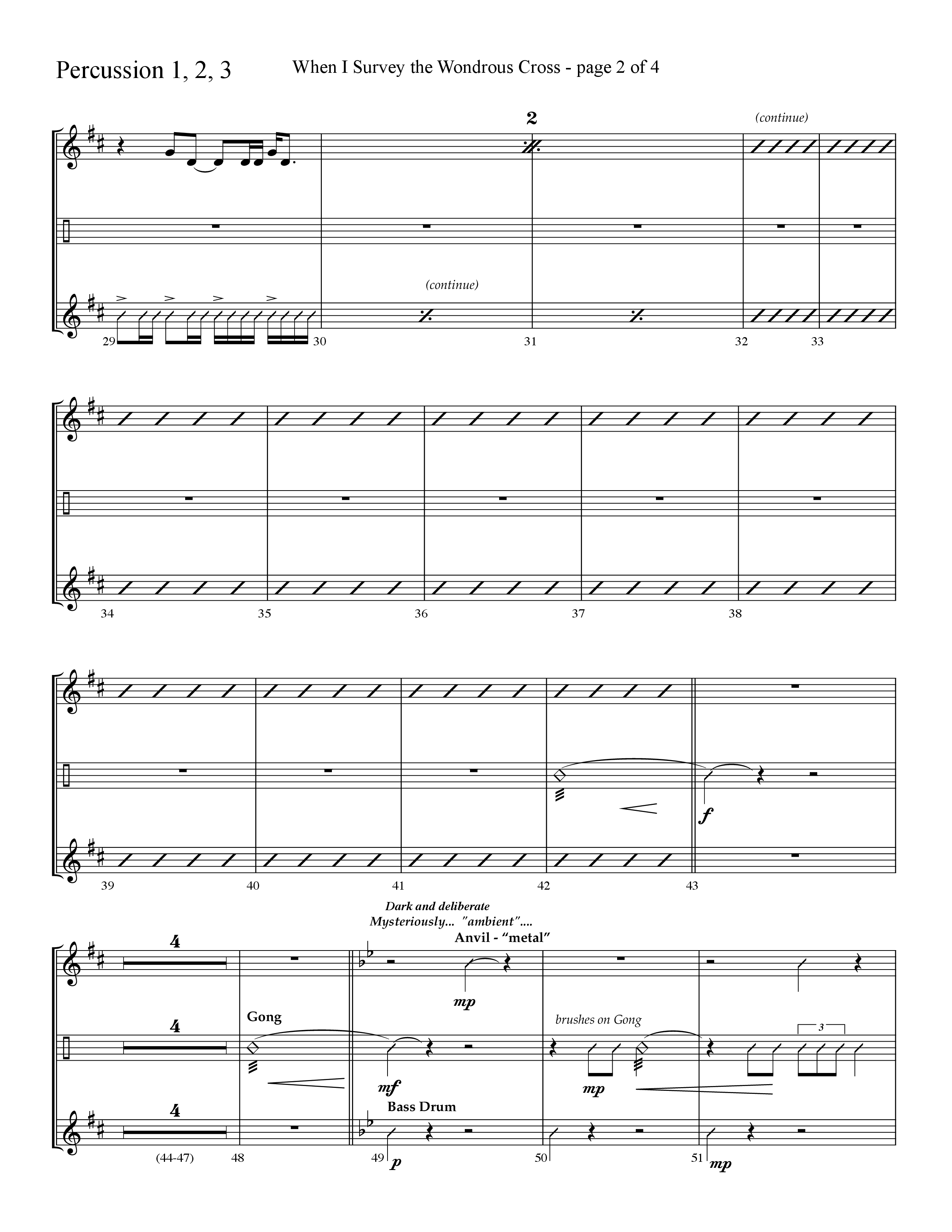 When I Survey The Wondrous Cross (Choral Anthem SATB) Percussion 1/2 (Lifeway Choral / Arr. David Hamilton)