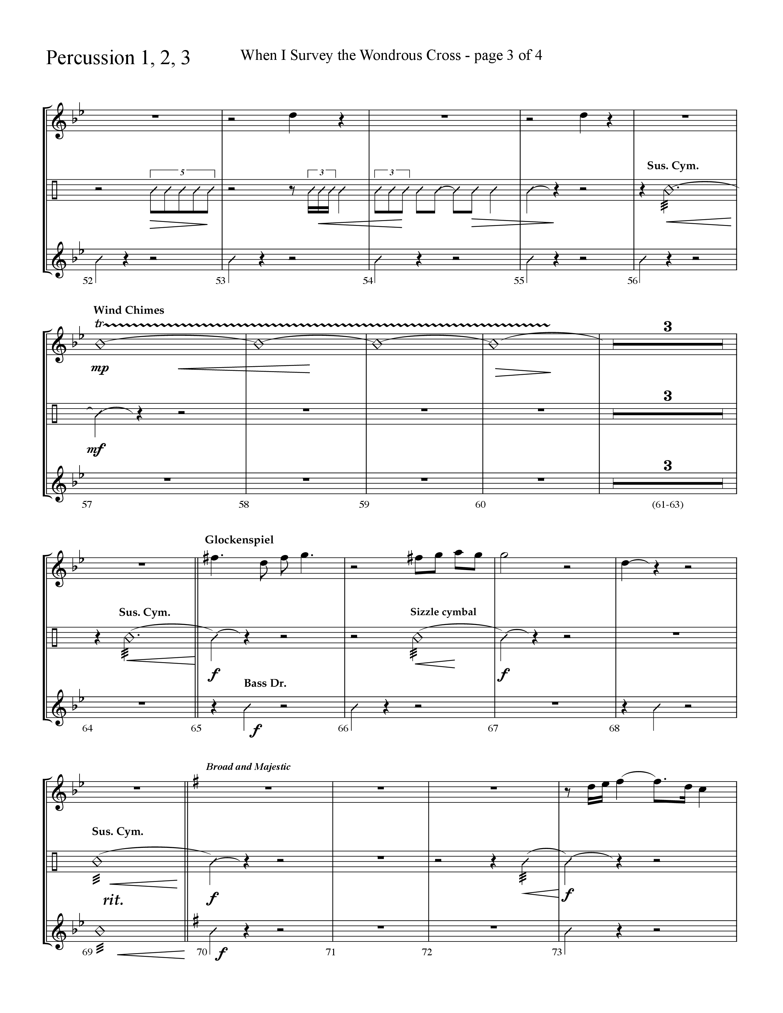 When I Survey The Wondrous Cross (Choral Anthem SATB) Percussion 1/2 (Lifeway Choral / Arr. David Hamilton)