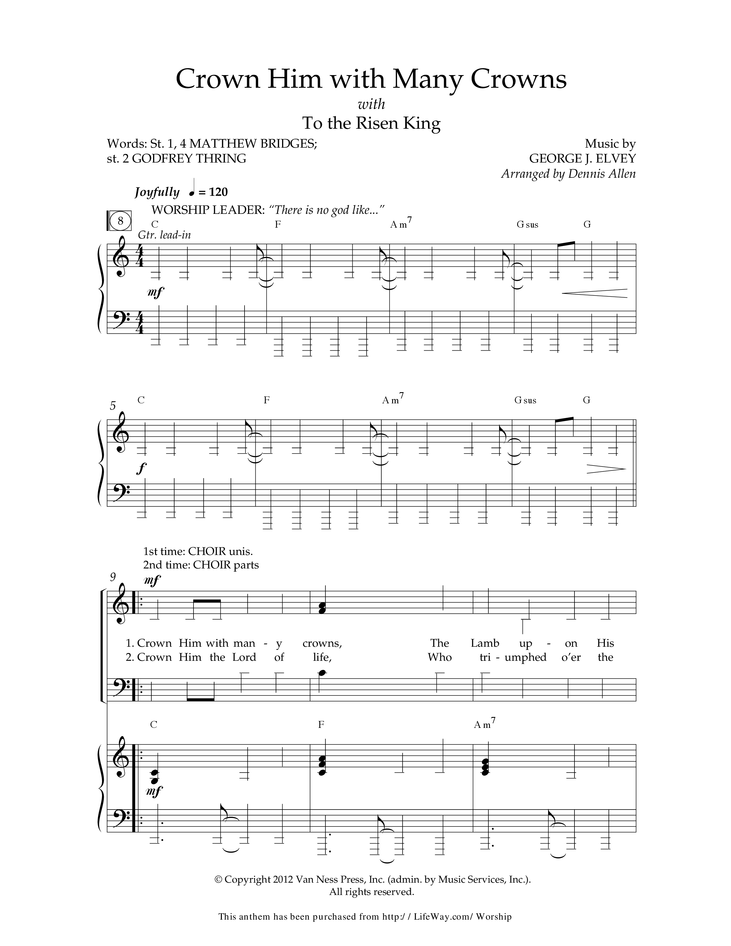 To The Risen King (7 Song Choral Collection) Song 2 (Piano SATB) (Lifeway Choral / Arr. Dennis Allen)