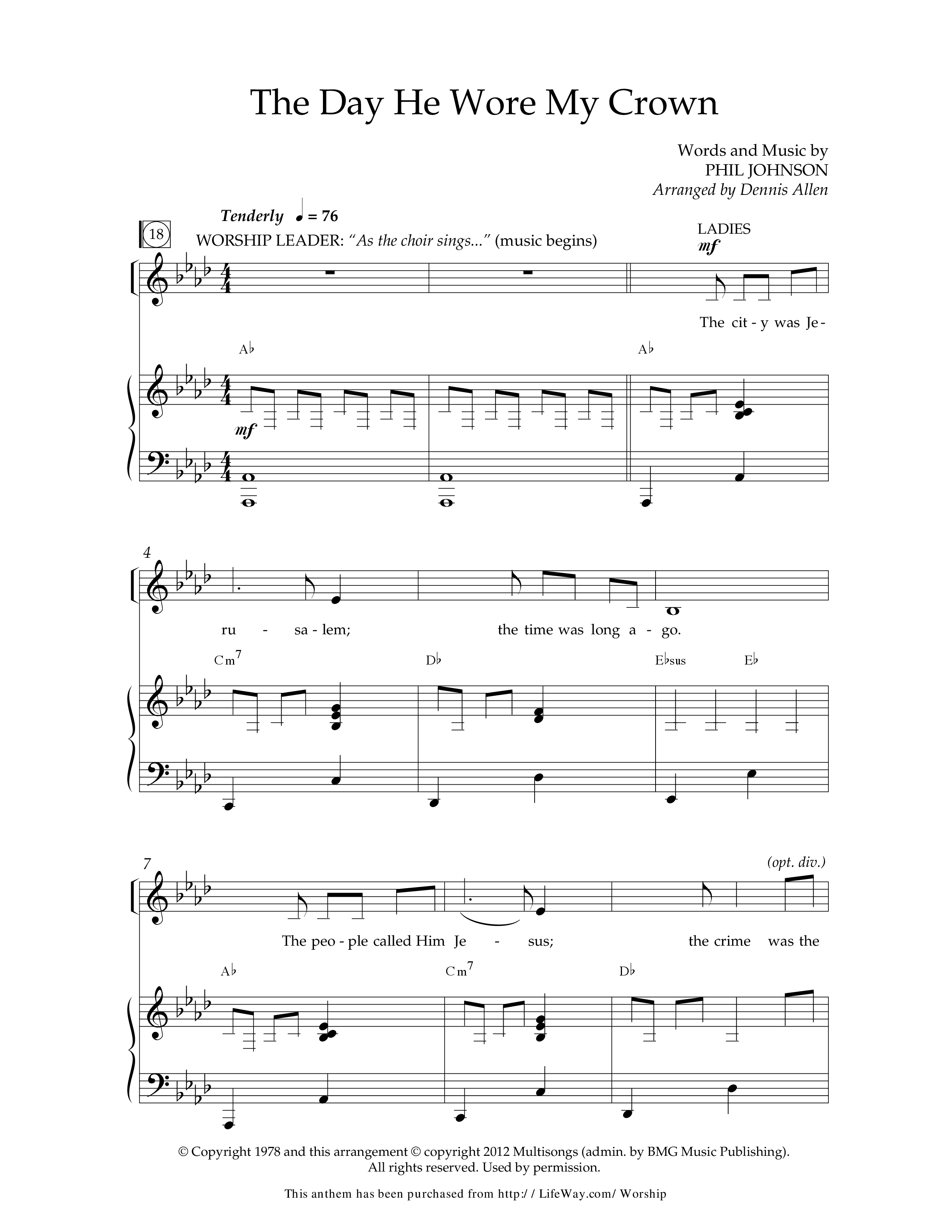 To The Risen King (7 Song Choral Collection) Song 4 (Piano SATB) (Lifeway Choral / Arr. Dennis Allen)