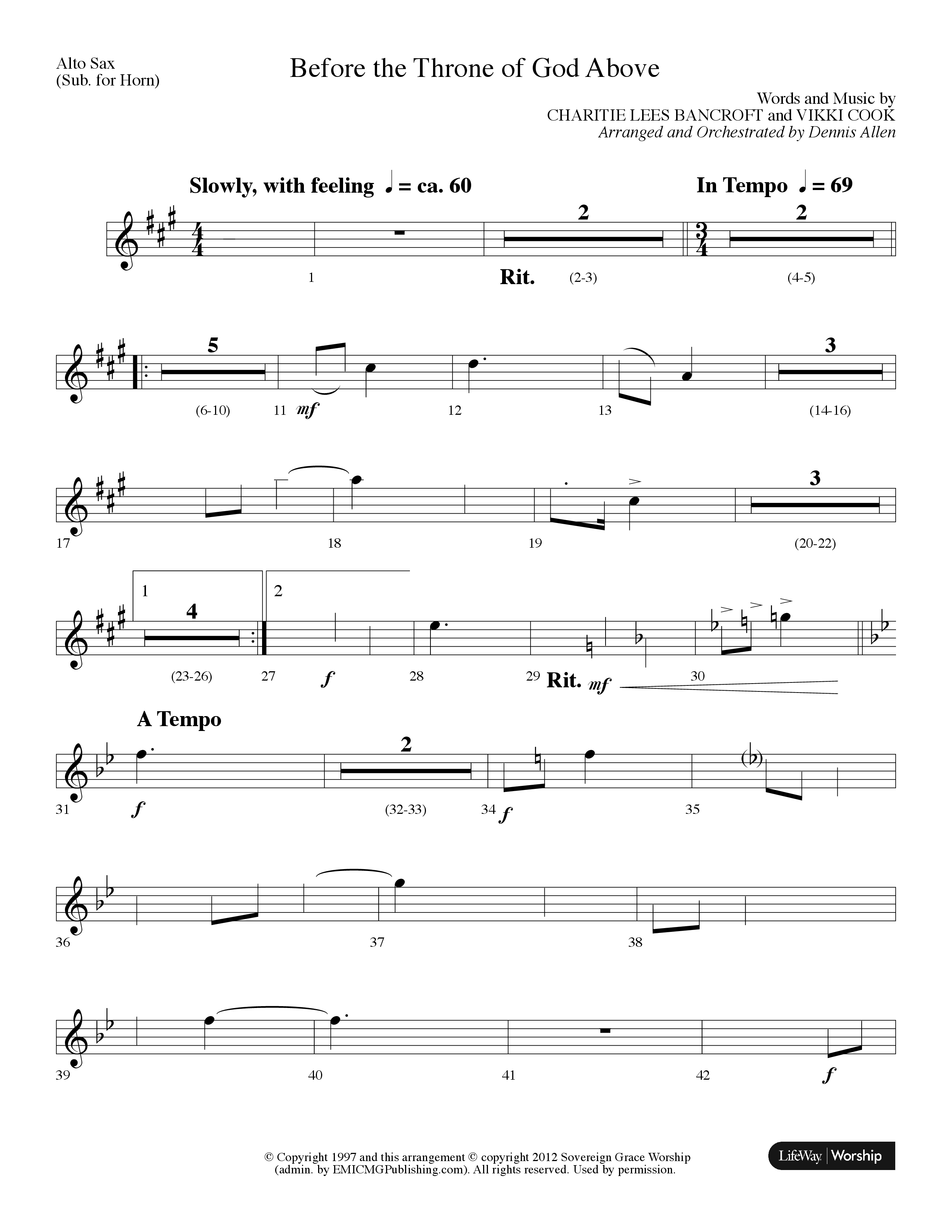 Before The Throne Of God Above (Choral Anthem SATB) Alto Sax (Lifeway Choral / Arr. Dennis Allen)