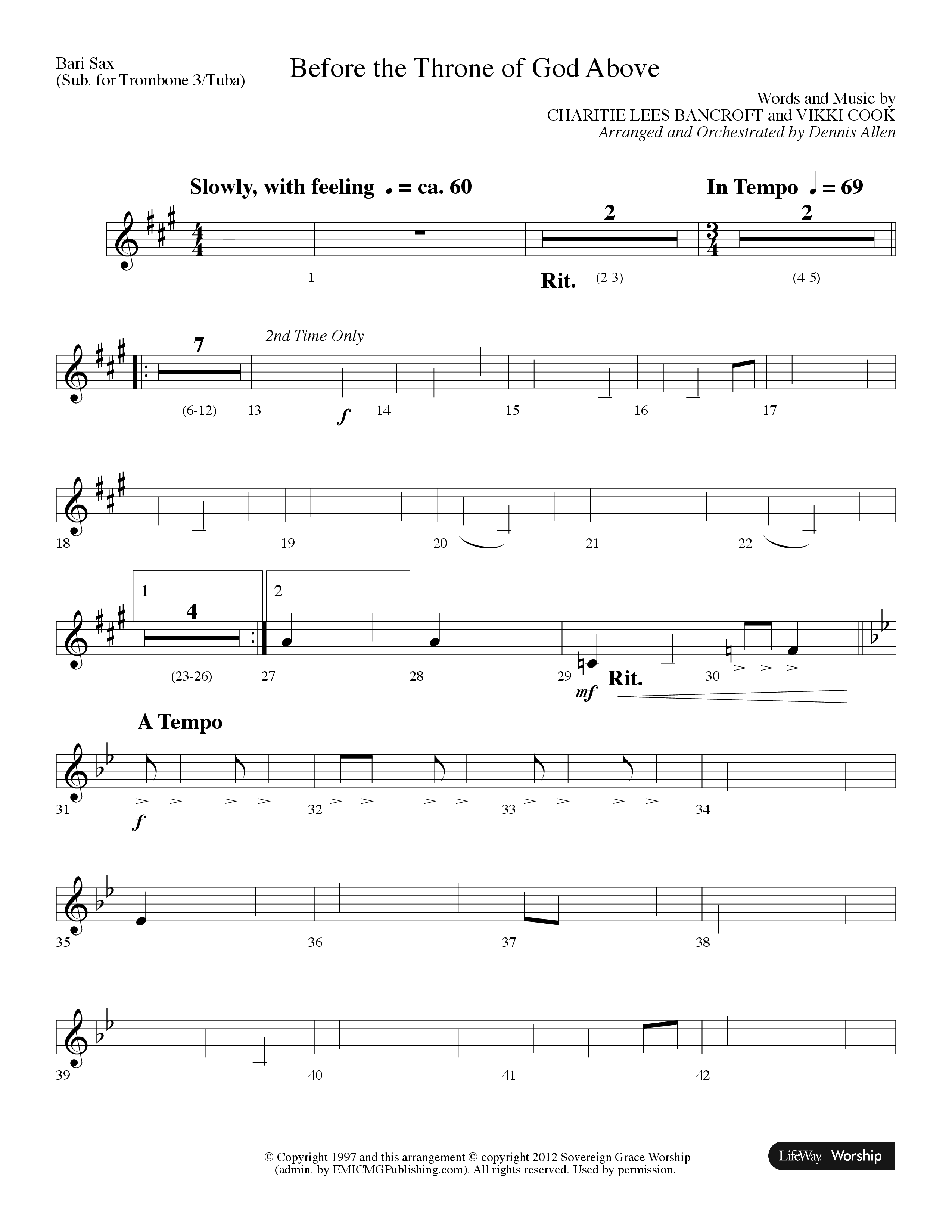 Before The Throne Of God Above (Choral Anthem SATB) Bari Sax (Lifeway Choral / Arr. Dennis Allen)