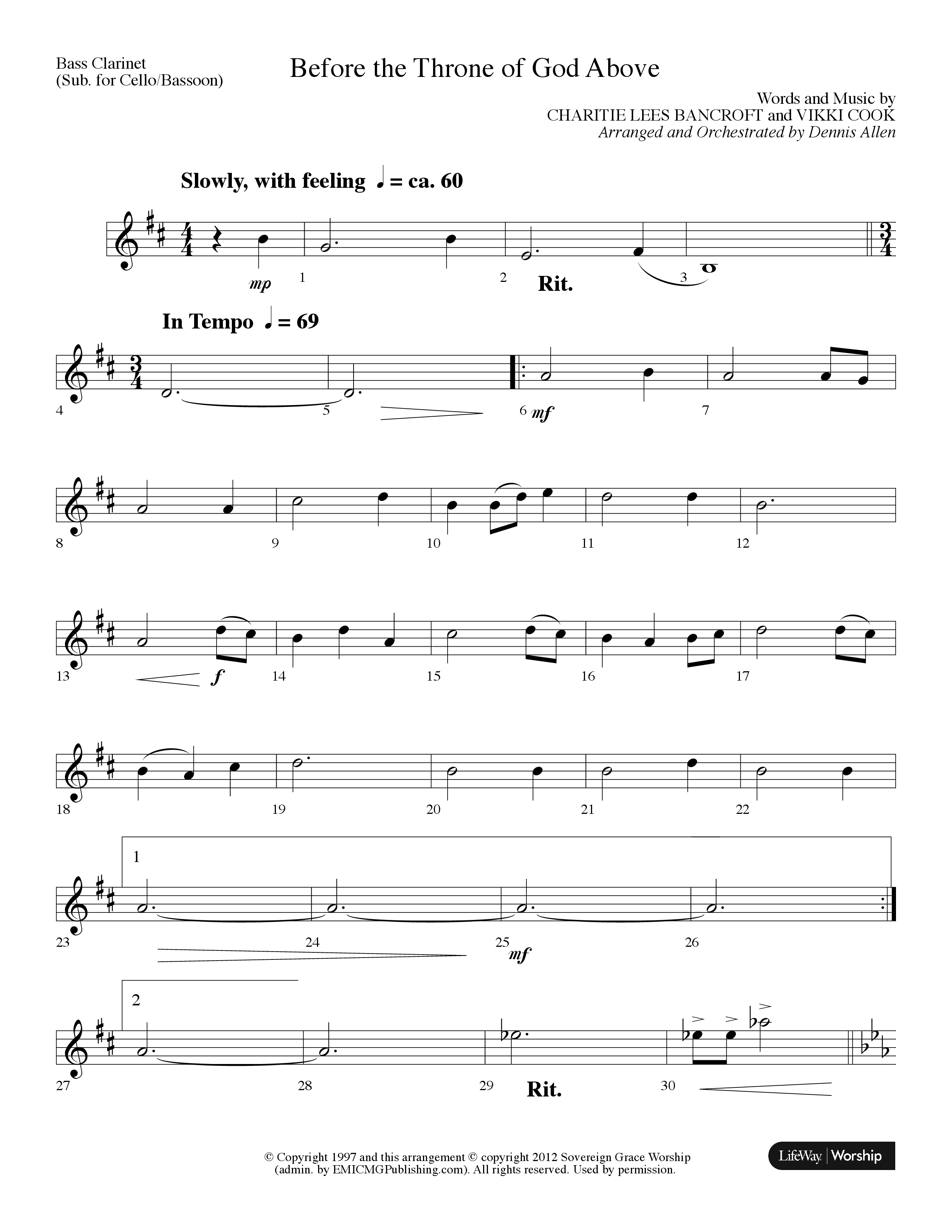 Before The Throne Of God Above (Choral Anthem SATB) Bass Clarinet (Lifeway Choral / Arr. Dennis Allen)