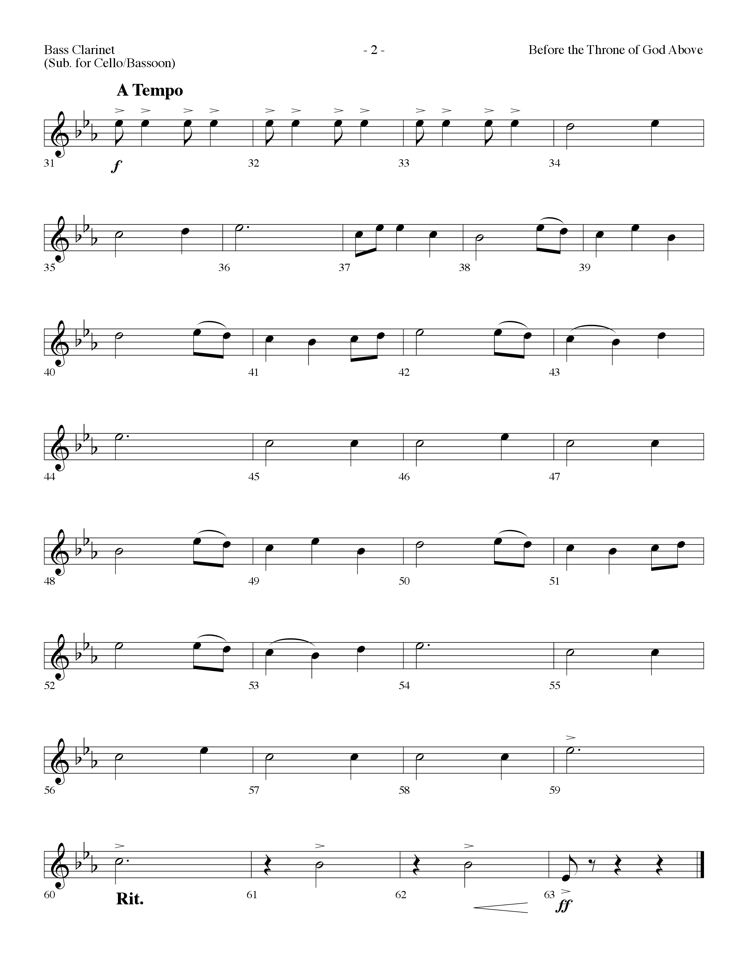 Before The Throne Of God Above (Choral Anthem SATB) Bass Clarinet (Lifeway Choral / Arr. Dennis Allen)