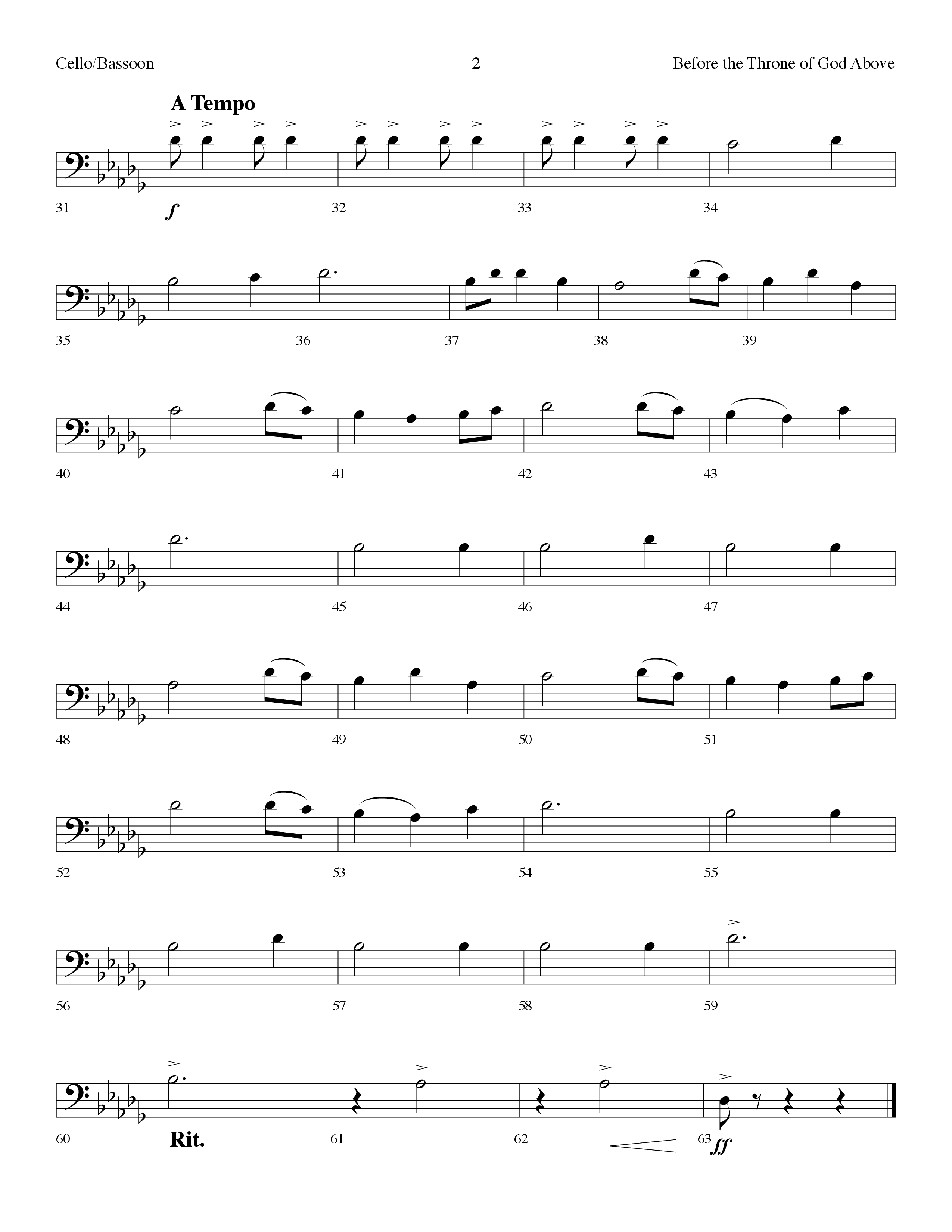 Before The Throne Of God Above (Choral Anthem SATB) Cello (Lifeway Choral / Arr. Dennis Allen)
