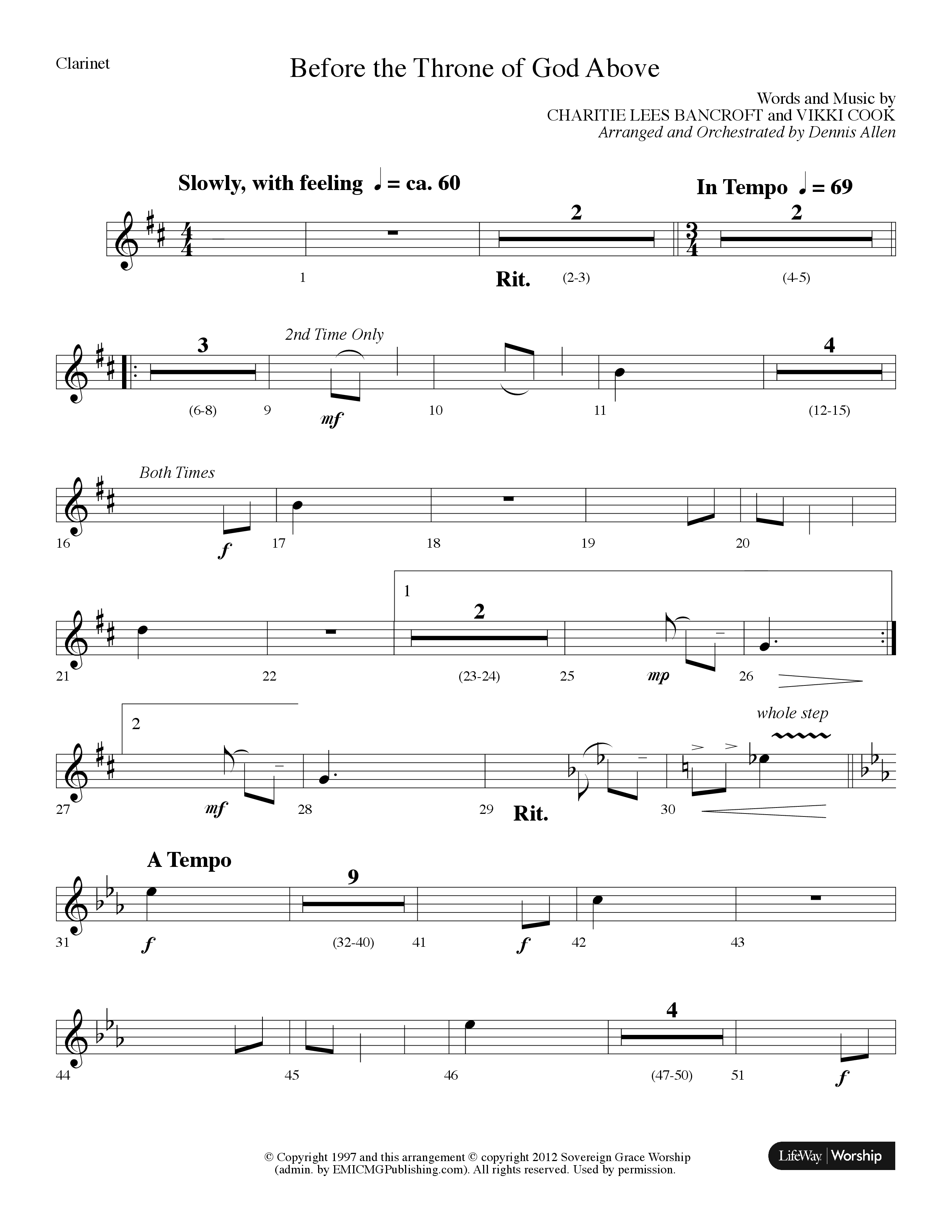 Before The Throne Of God Above (Choral Anthem SATB) Clarinet (Lifeway Choral / Arr. Dennis Allen)