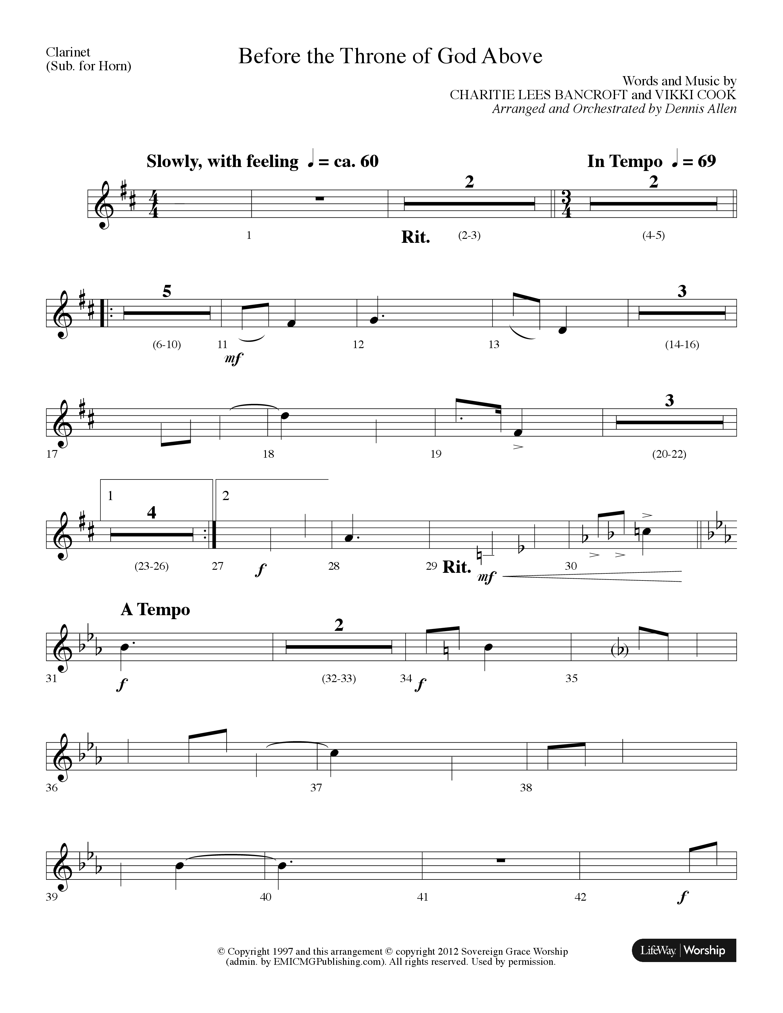 Before The Throne Of God Above (Choral Anthem SATB) Clarinet (Lifeway Choral / Arr. Dennis Allen)