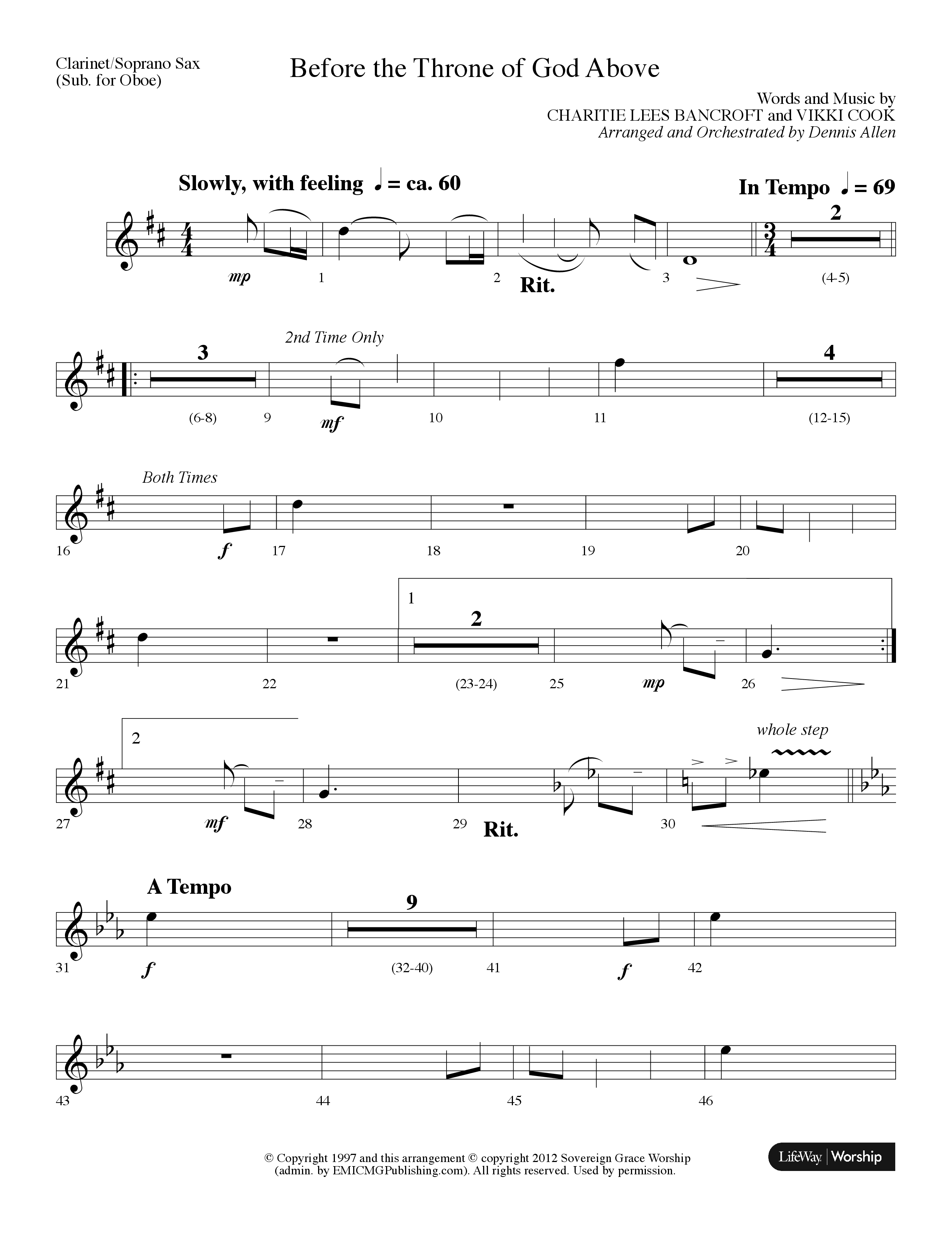Before The Throne Of God Above (Choral Anthem SATB) Clarinet/Soprano Sax (Lifeway Choral / Arr. Dennis Allen)