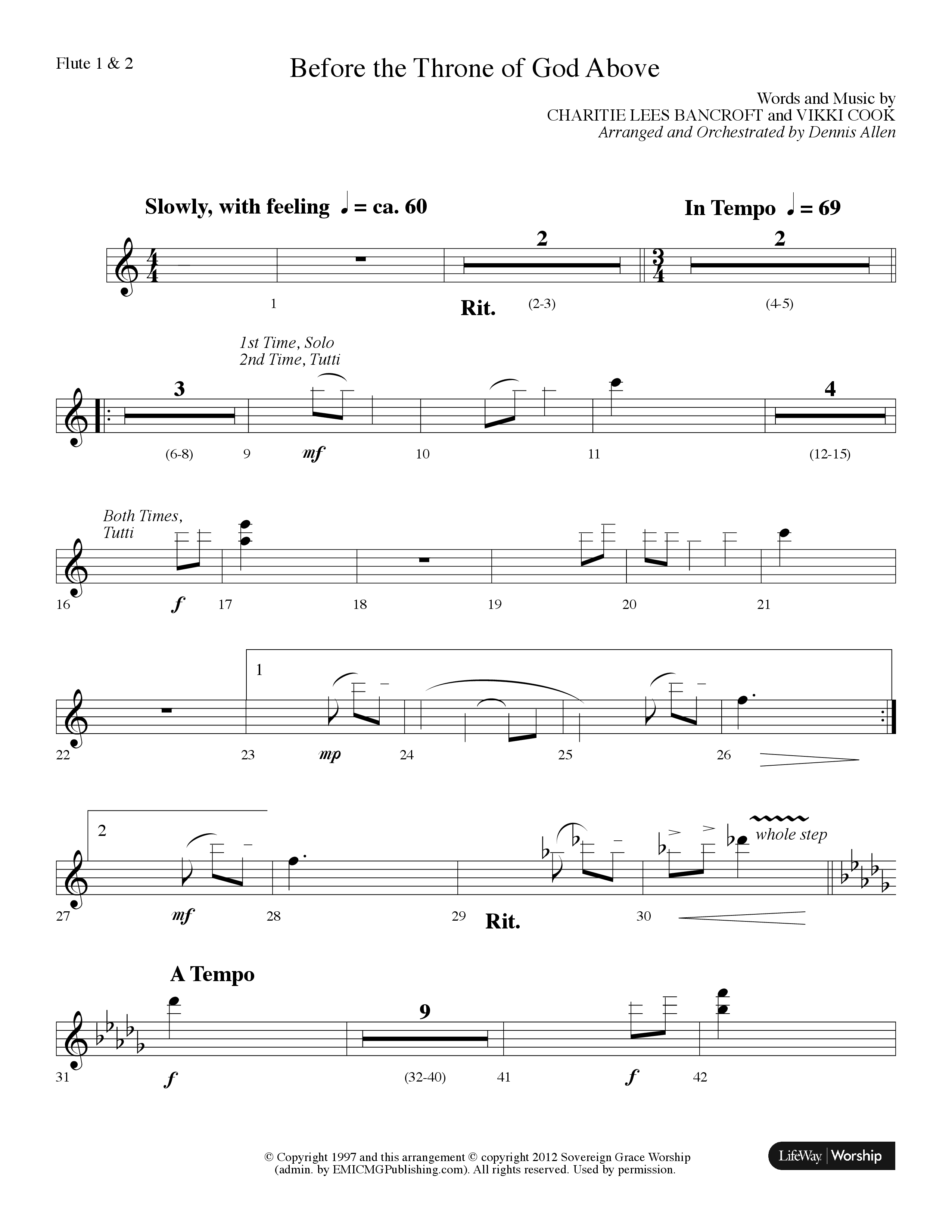 Before The Throne Of God Above (Choral Anthem SATB) Flute 1/2 (Lifeway Choral / Arr. Dennis Allen)