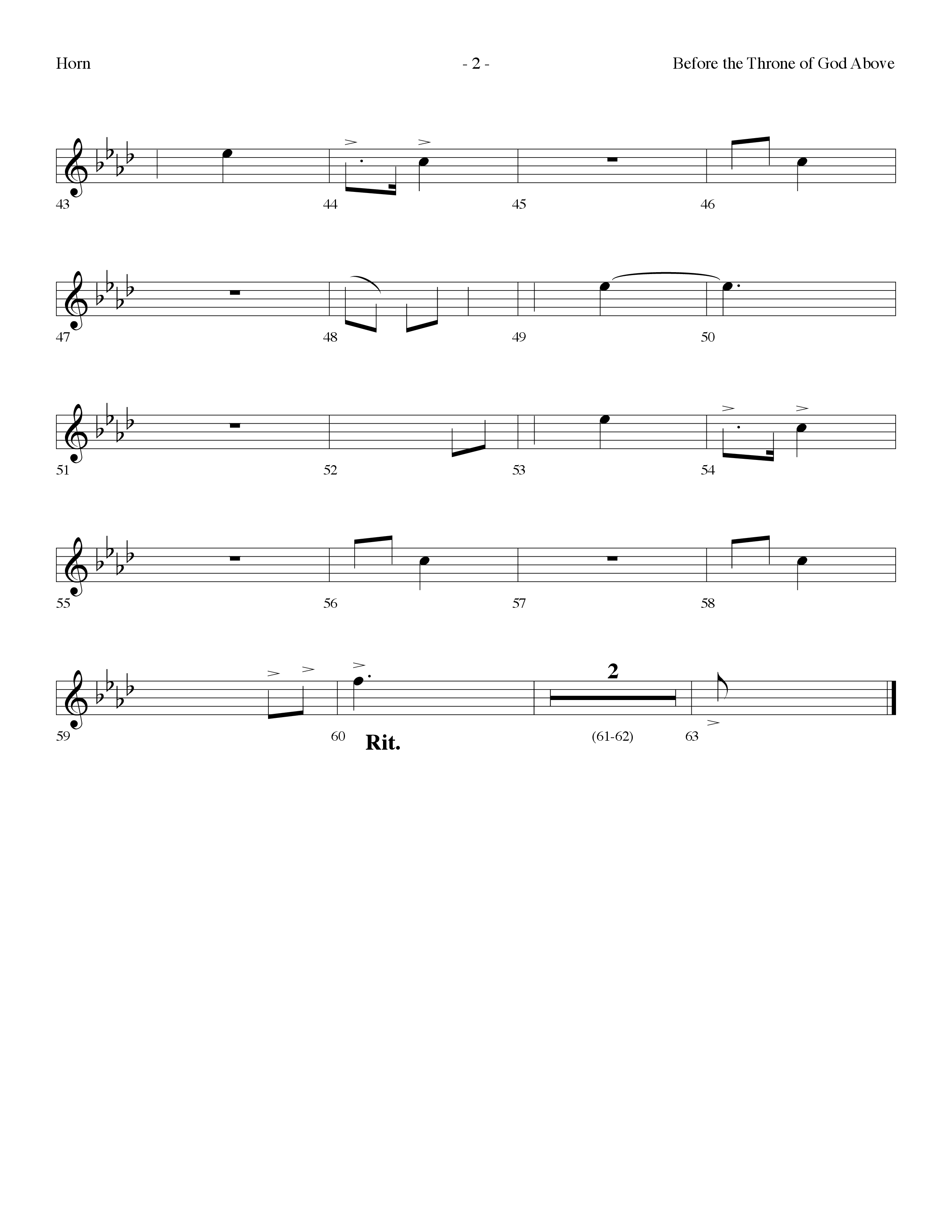 Before The Throne Of God Above (Choral Anthem SATB) French Horn (Lifeway Choral / Arr. Dennis Allen)