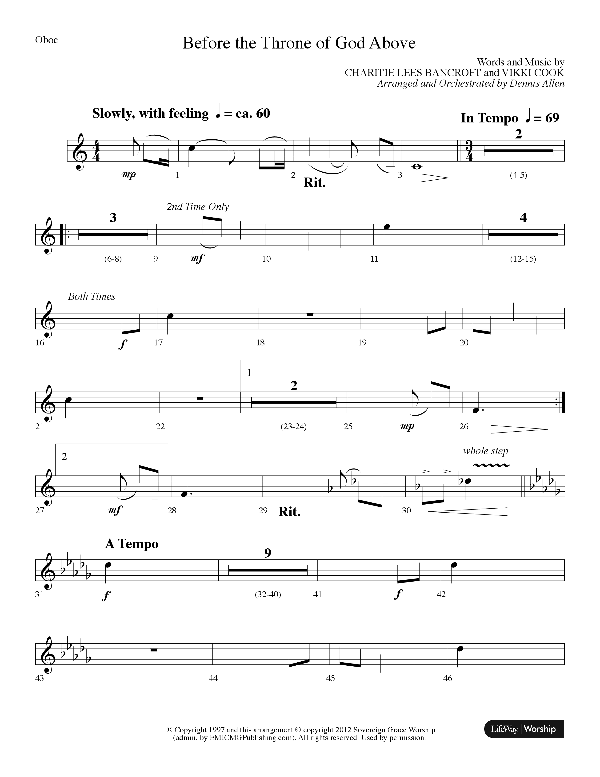 Before The Throne Of God Above (Choral Anthem SATB) Oboe (Lifeway Choral / Arr. Dennis Allen)