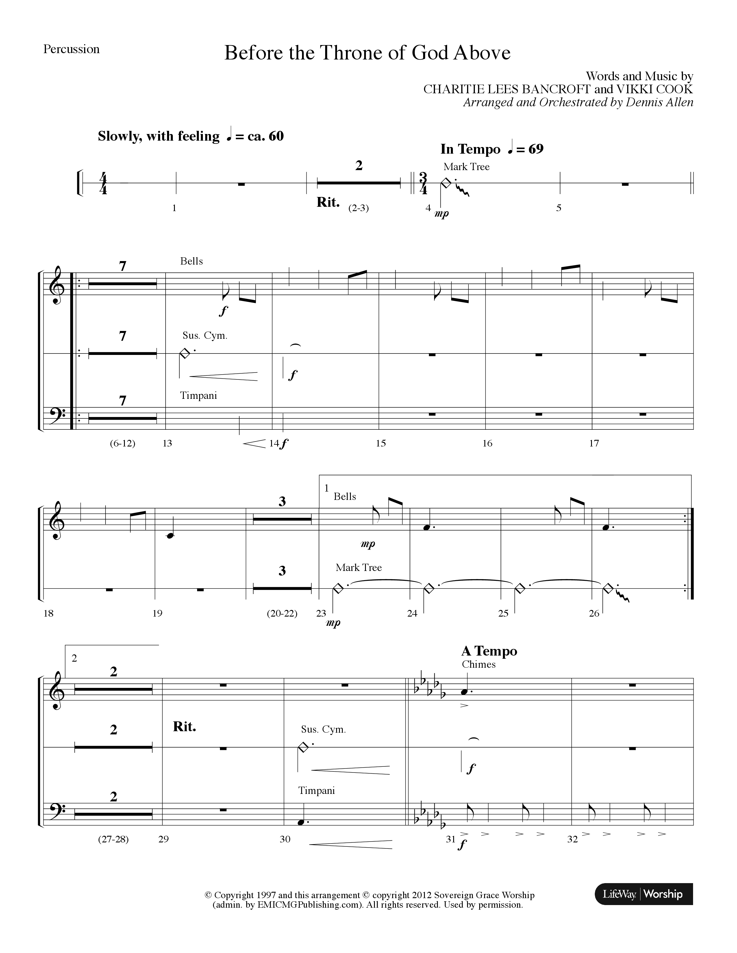 Before The Throne Of God Above (Choral Anthem SATB) Percussion (Lifeway Choral / Arr. Dennis Allen)