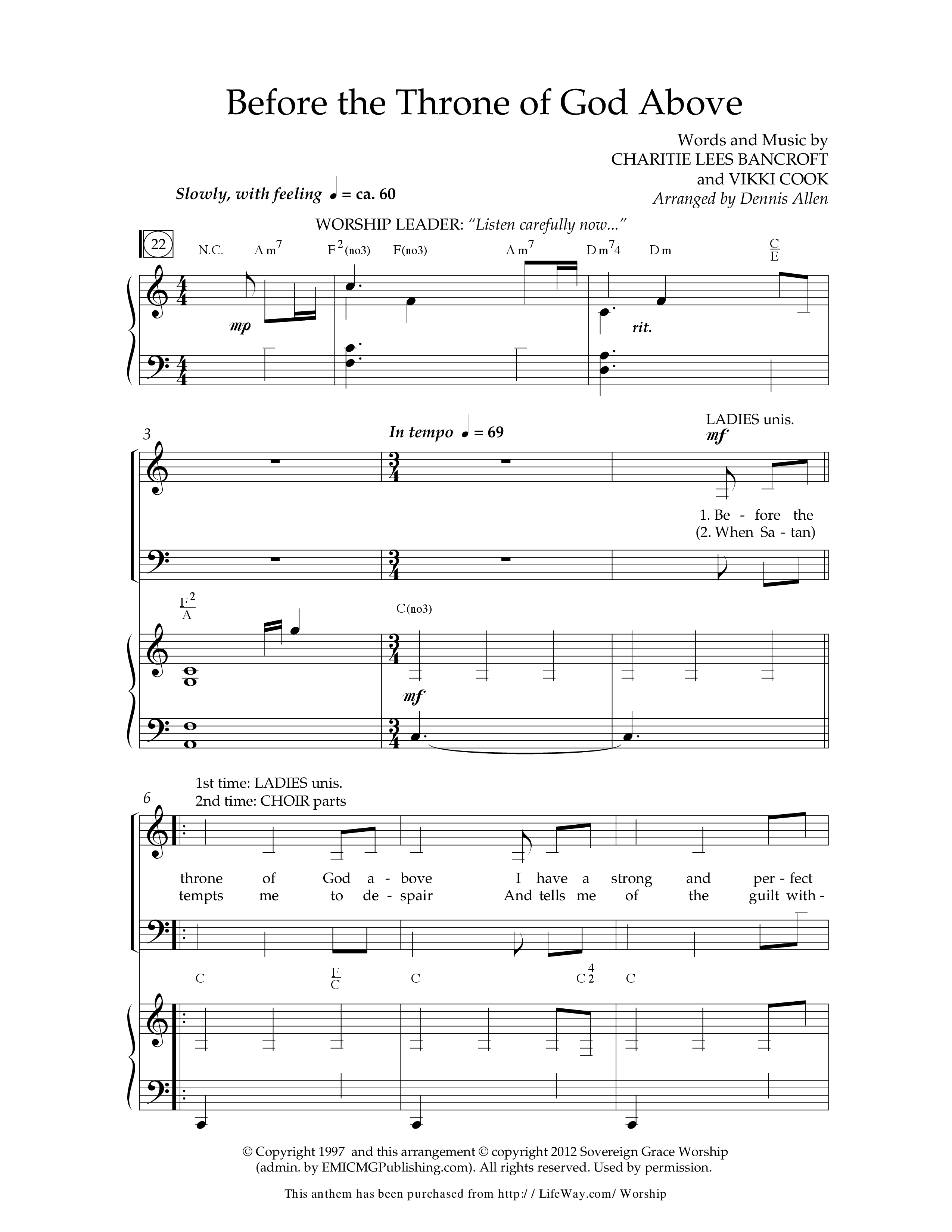 Before The Throne Of God Above (Choral Anthem SATB) Anthem (SATB/Piano) (Lifeway Choral / Arr. Dennis Allen)