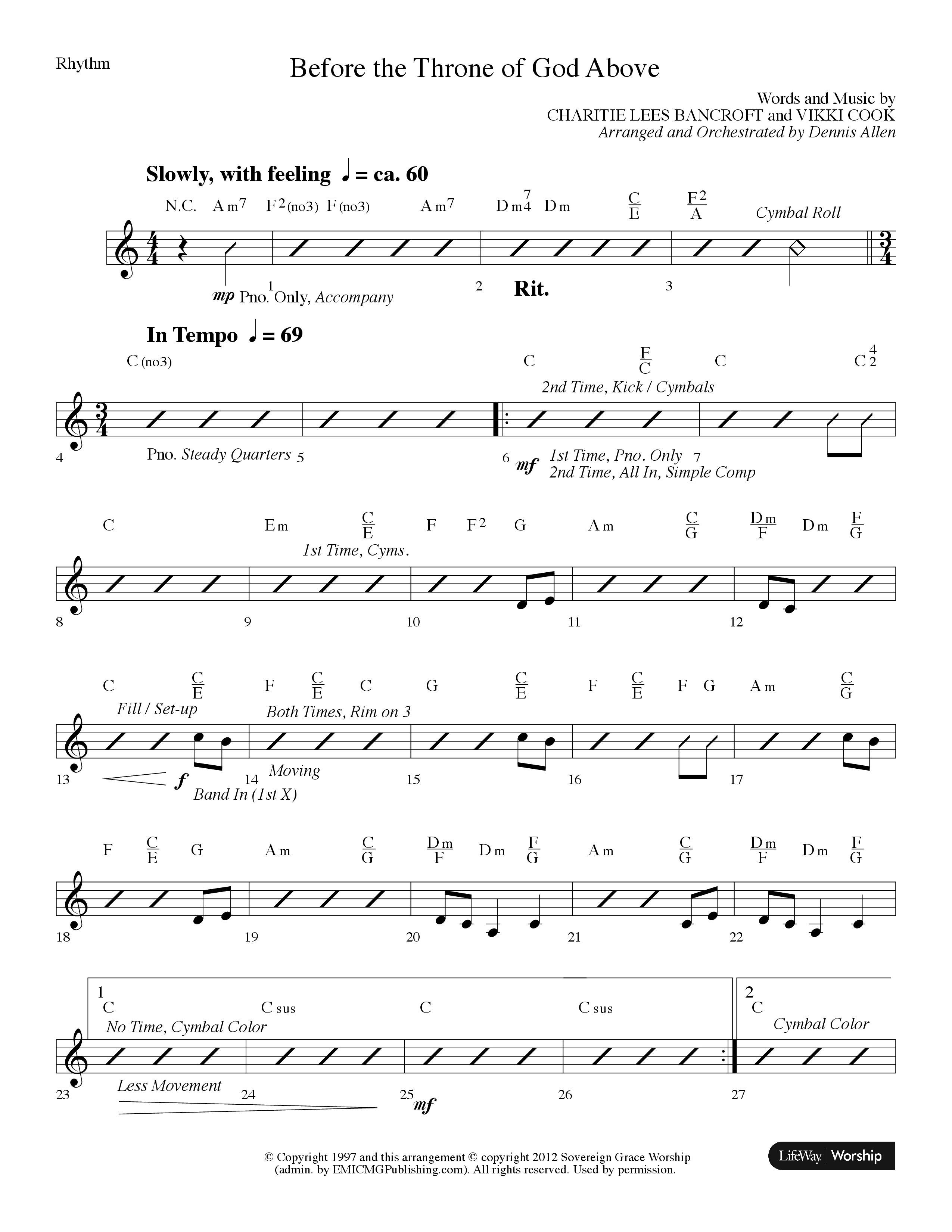 Before The Throne Of God Above (Choral Anthem SATB) Rhythm Chart (Lifeway Choral / Arr. Dennis Allen)