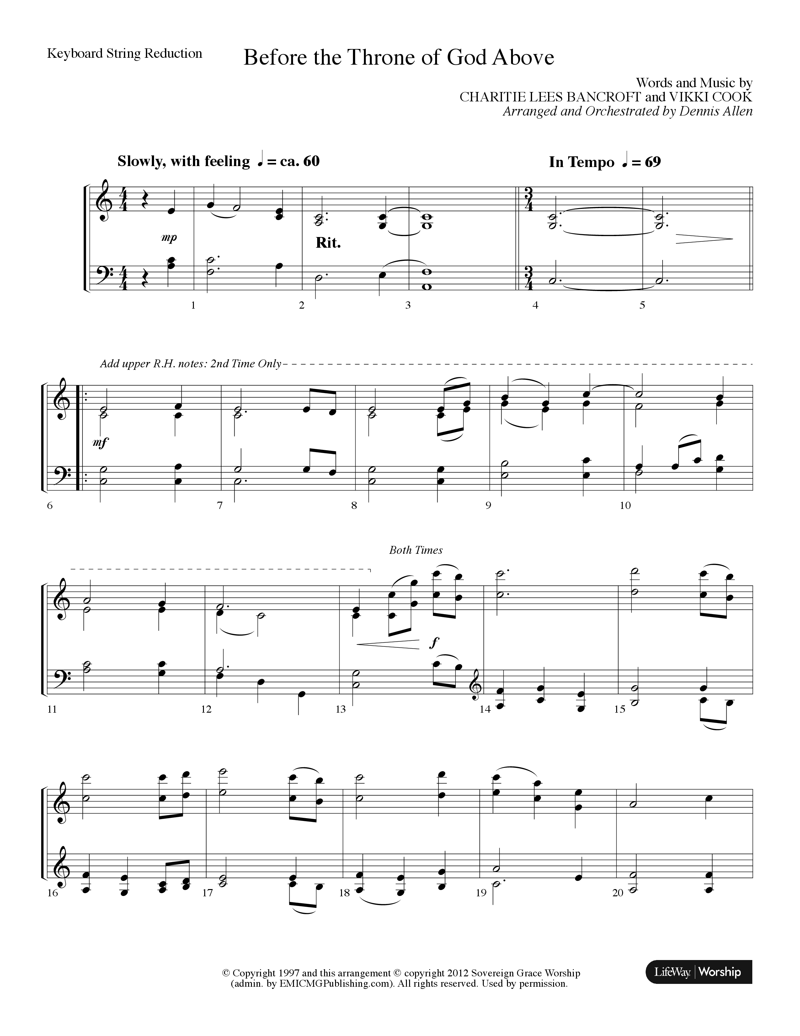Before The Throne Of God Above (Choral Anthem SATB) String Reduction (Lifeway Choral / Arr. Dennis Allen)