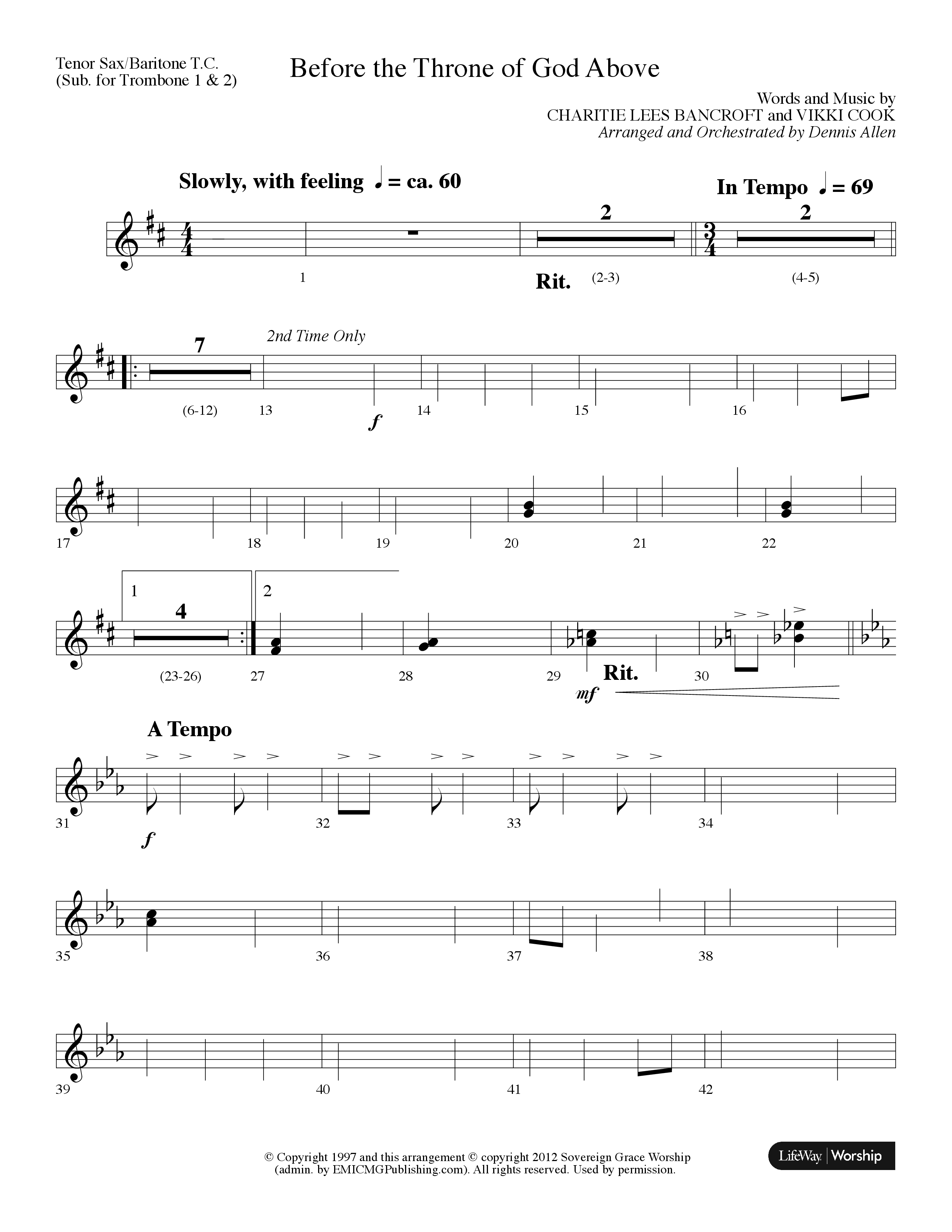 Before The Throne Of God Above (Choral Anthem SATB) Tenor Sax/Baritone T.C. (Lifeway Choral / Arr. Dennis Allen)