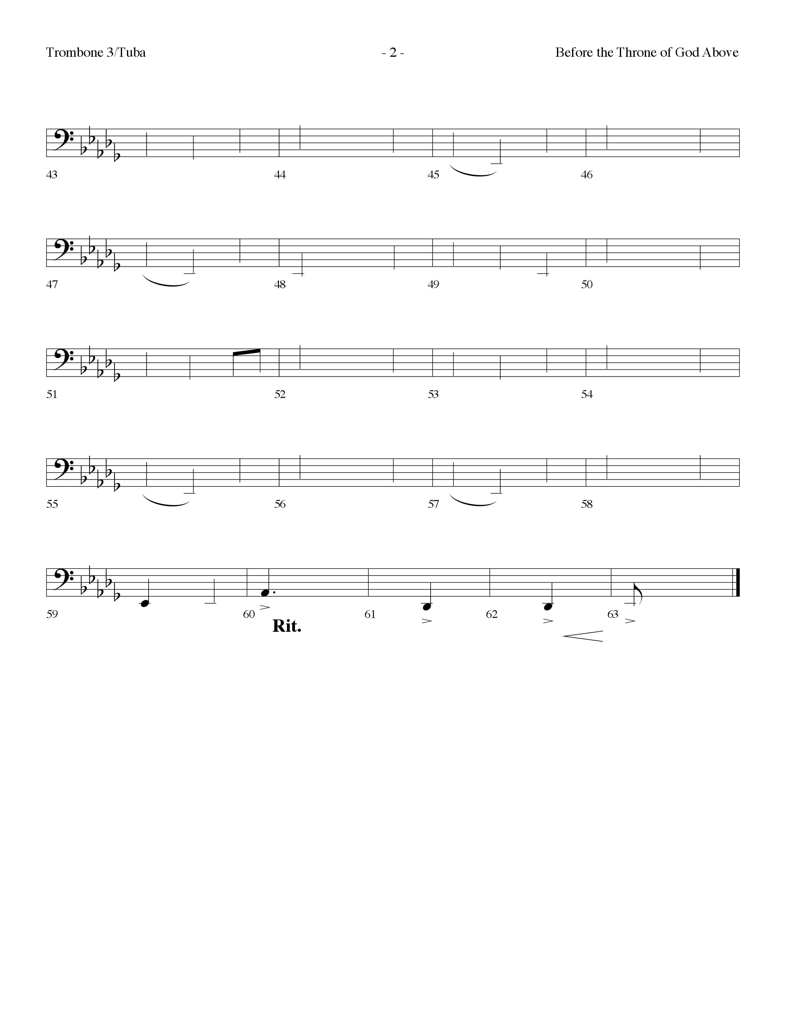 Before The Throne Of God Above (Choral Anthem SATB) Trombone 3/Tuba (Lifeway Choral / Arr. Dennis Allen)