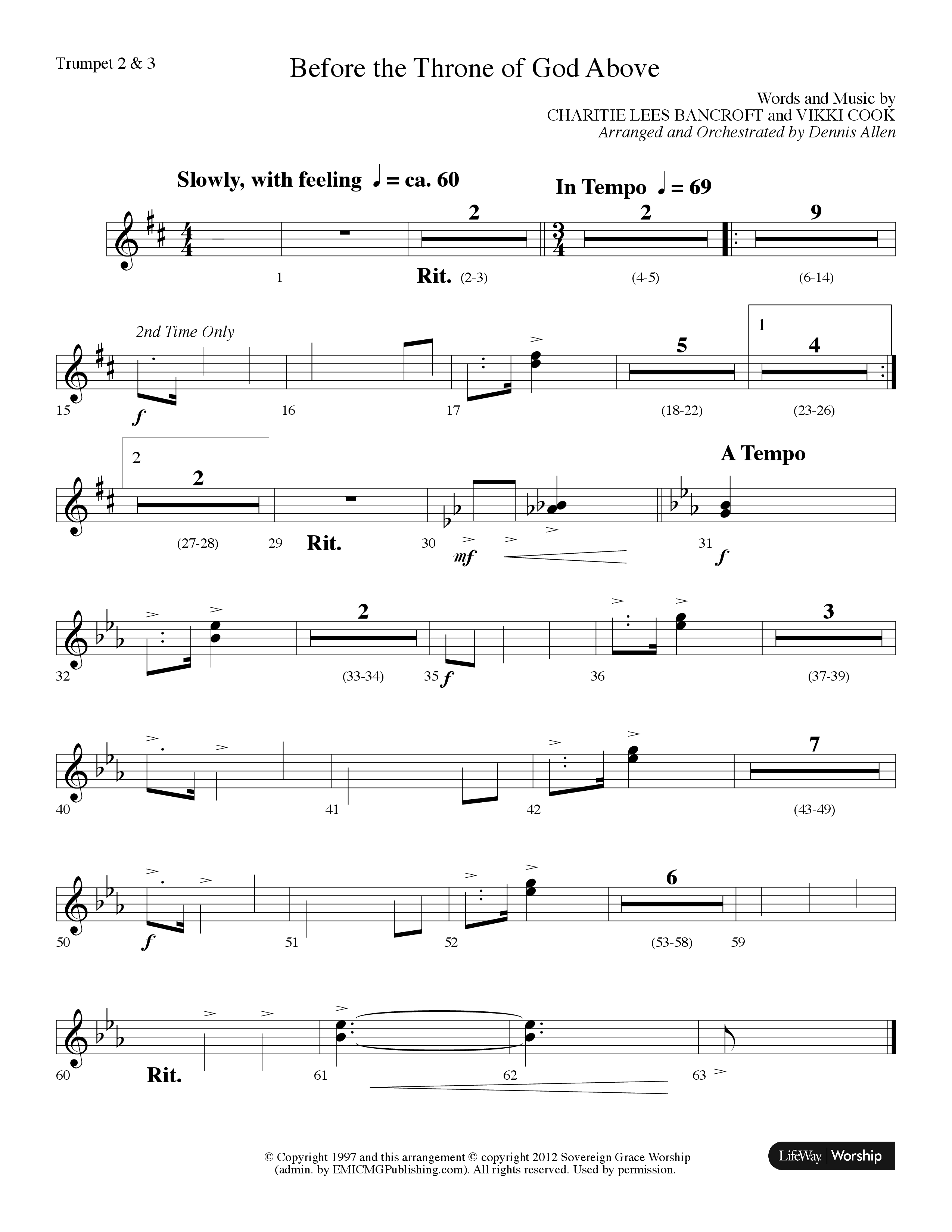 Before The Throne Of God Above (Choral Anthem SATB) Trumpet 2/3 (Lifeway Choral / Arr. Dennis Allen)