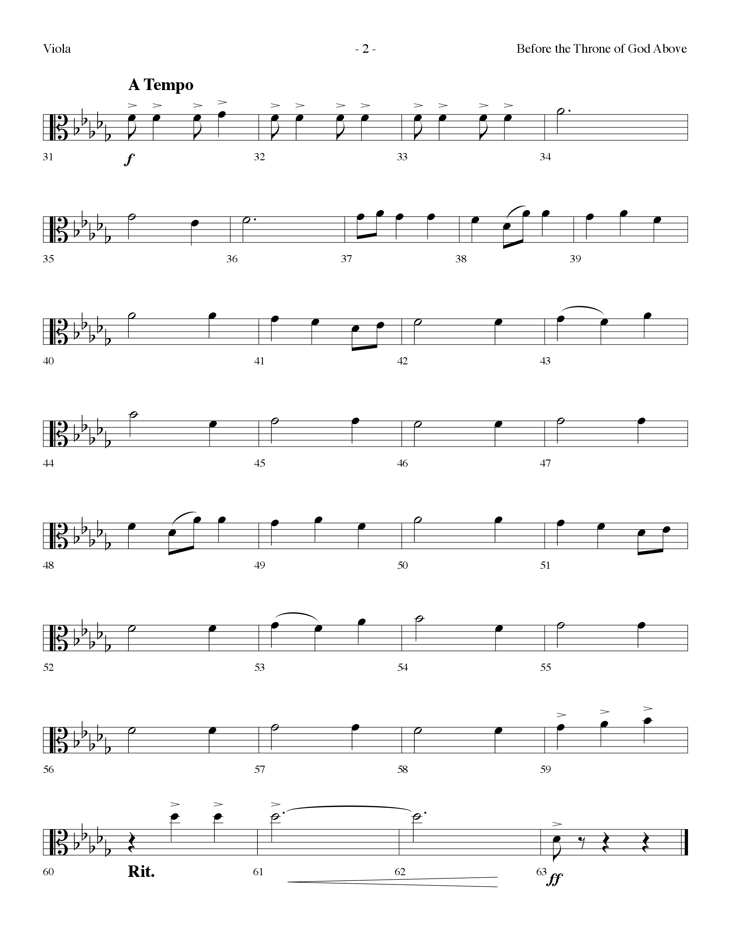 Before The Throne Of God Above (Choral Anthem SATB) Viola (Lifeway Choral / Arr. Dennis Allen)