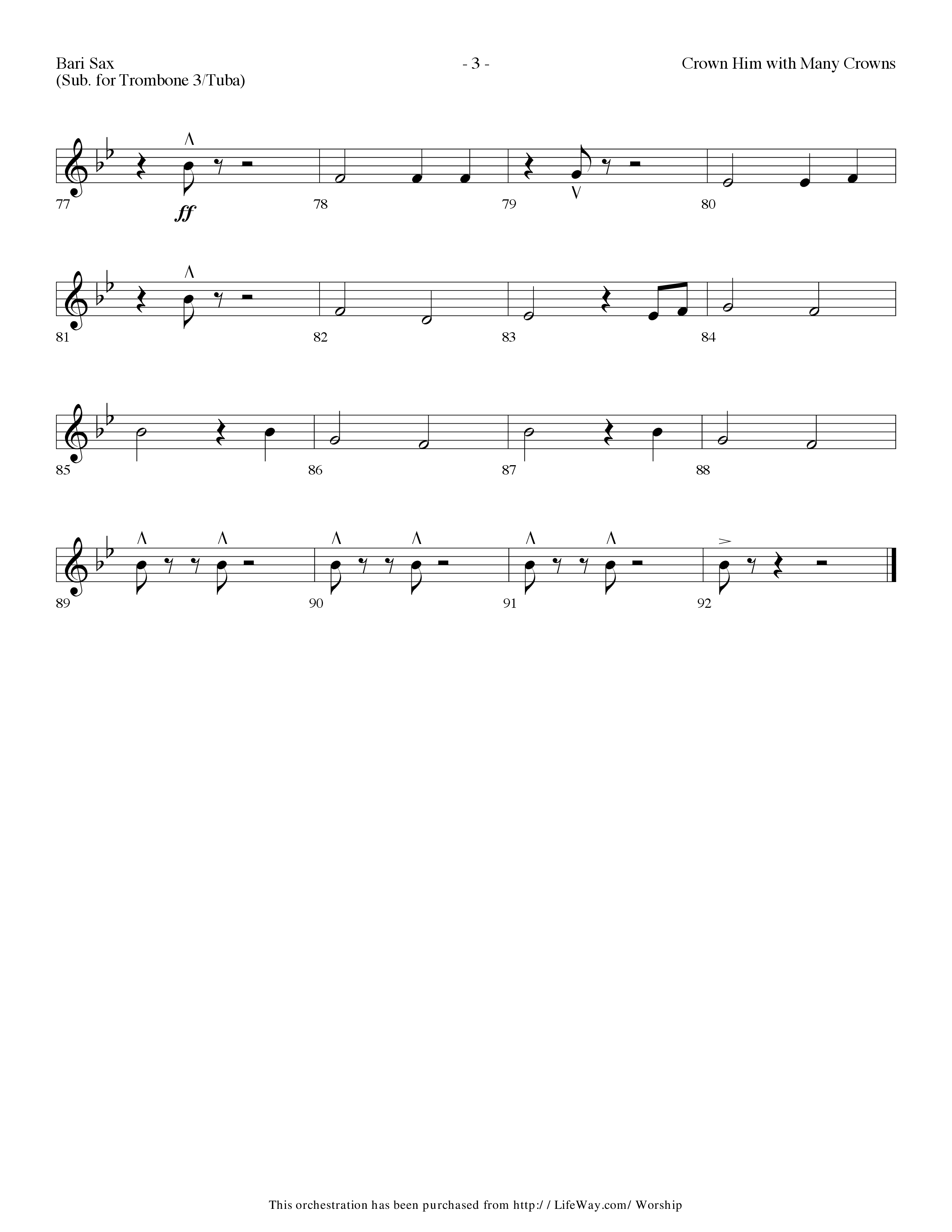 Crown Him With Many Crowns (with To The Risen King) (Choral Anthem SATB) Bari Sax (Lifeway Choral / Arr. Dennis Allen)