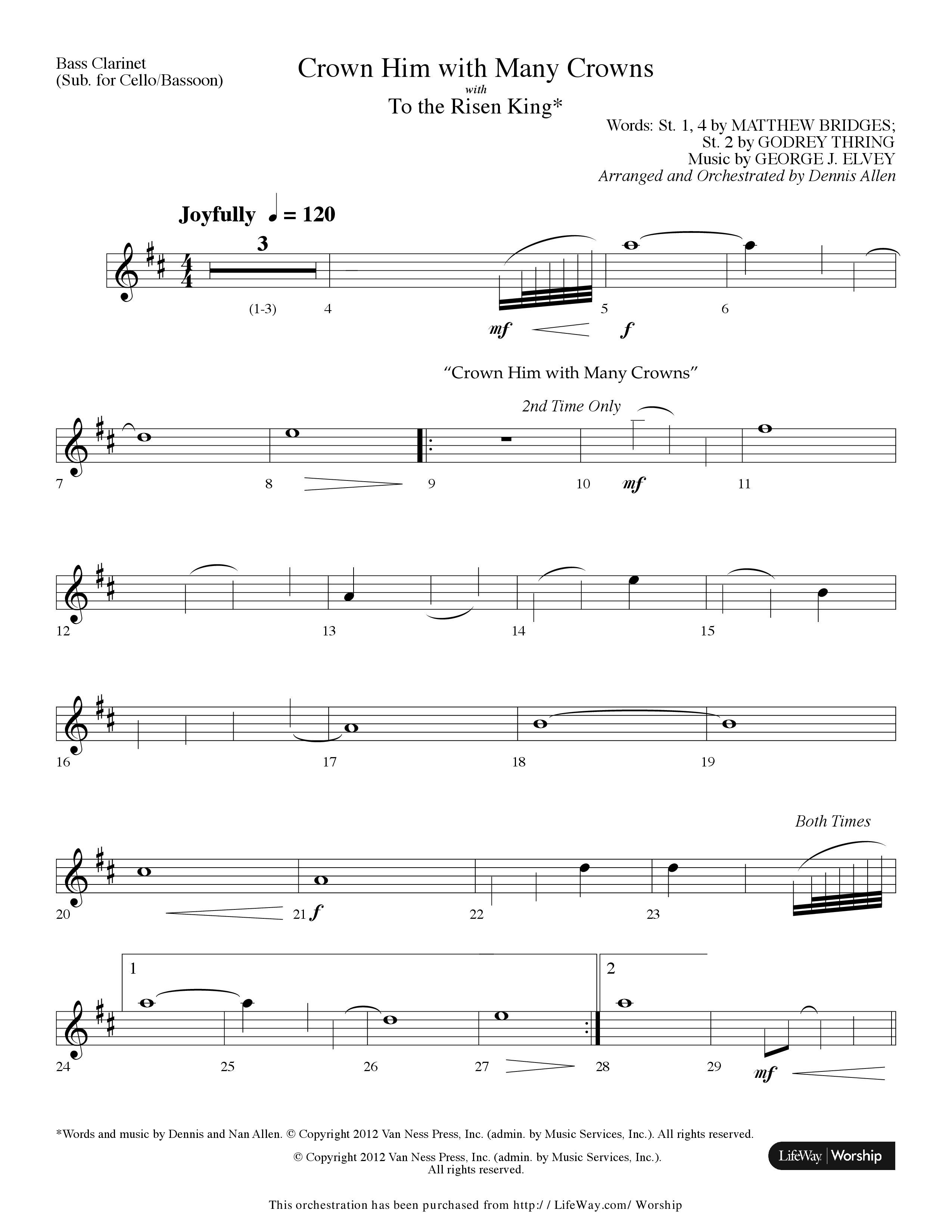 Crown Him With Many Crowns (with To The Risen King) (Choral Anthem SATB) Bass Clarinet (Lifeway Choral / Arr. Dennis Allen)