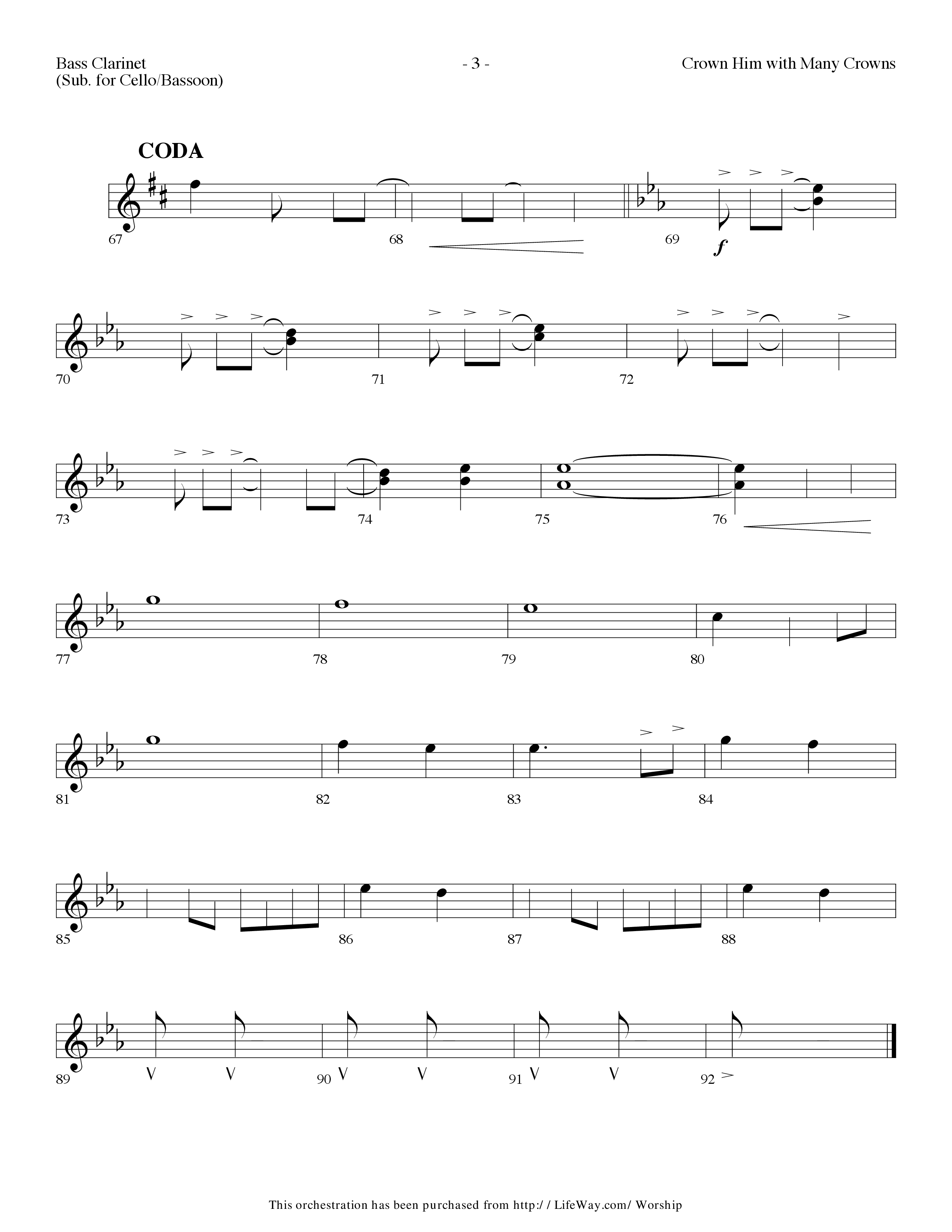 Crown Him With Many Crowns (with To The Risen King) (Choral Anthem SATB) Bass Clarinet (Lifeway Choral / Arr. Dennis Allen)