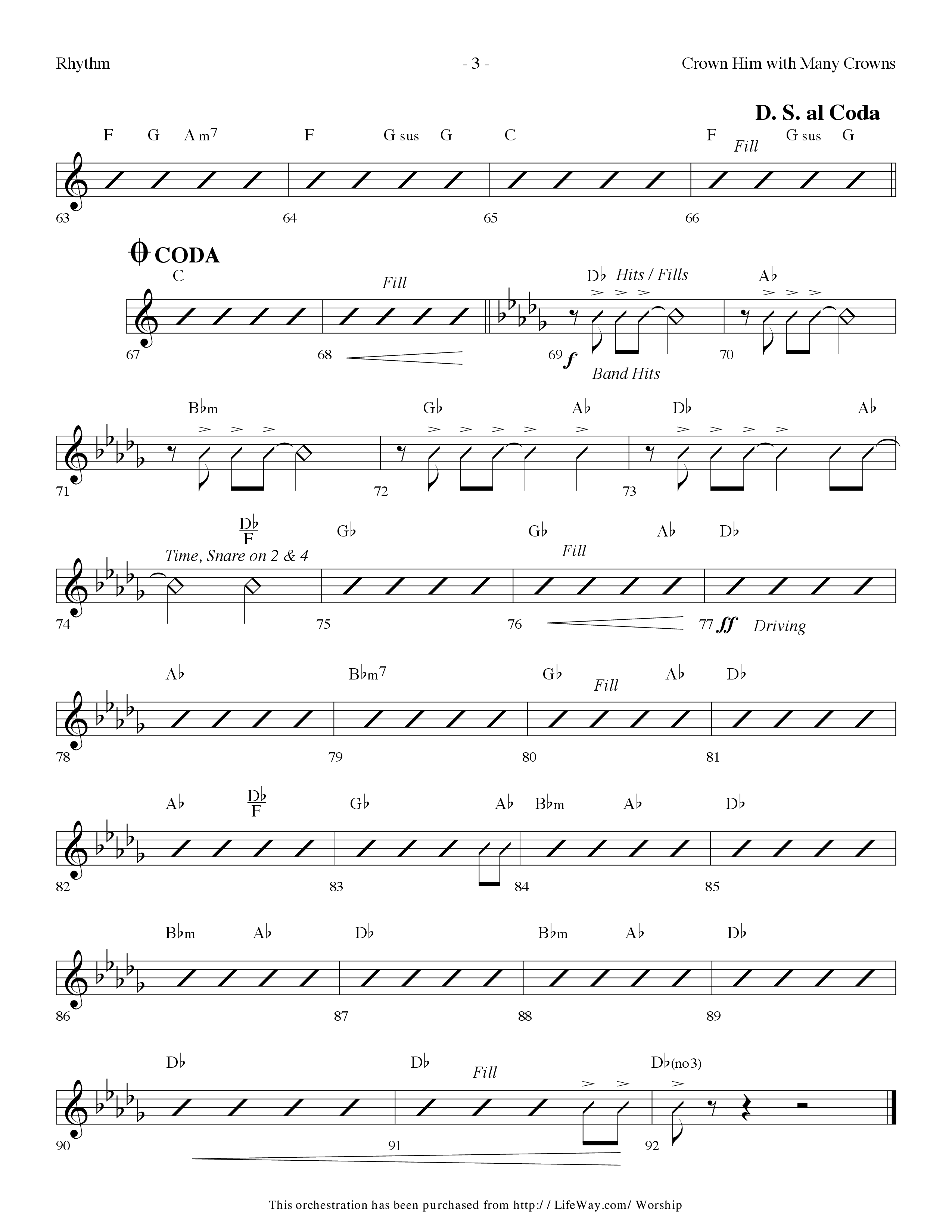 Crown Him With Many Crowns (with To The Risen King) (Choral Anthem SATB) Rhythm Chart (Lifeway Choral / Arr. Dennis Allen)